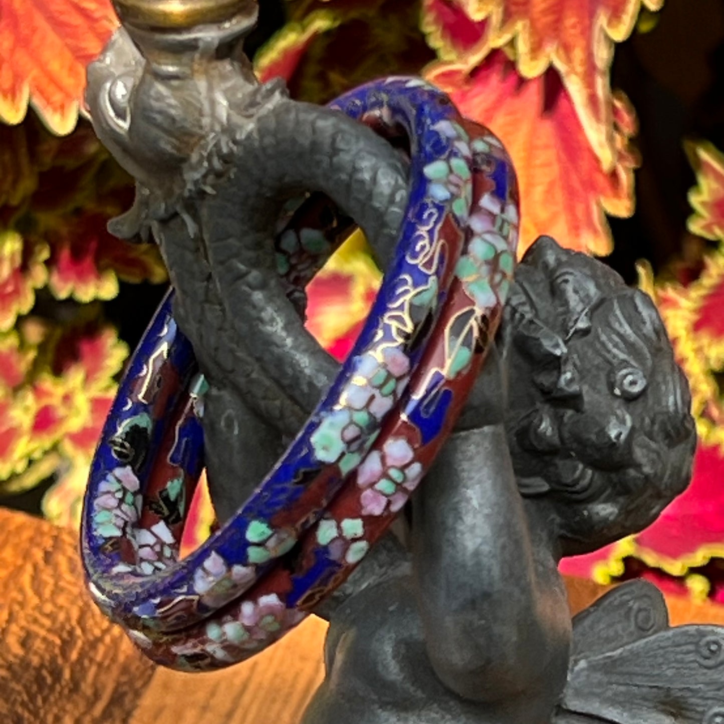 Two Vintage Cloisonne Enamel Bangle Bracelets