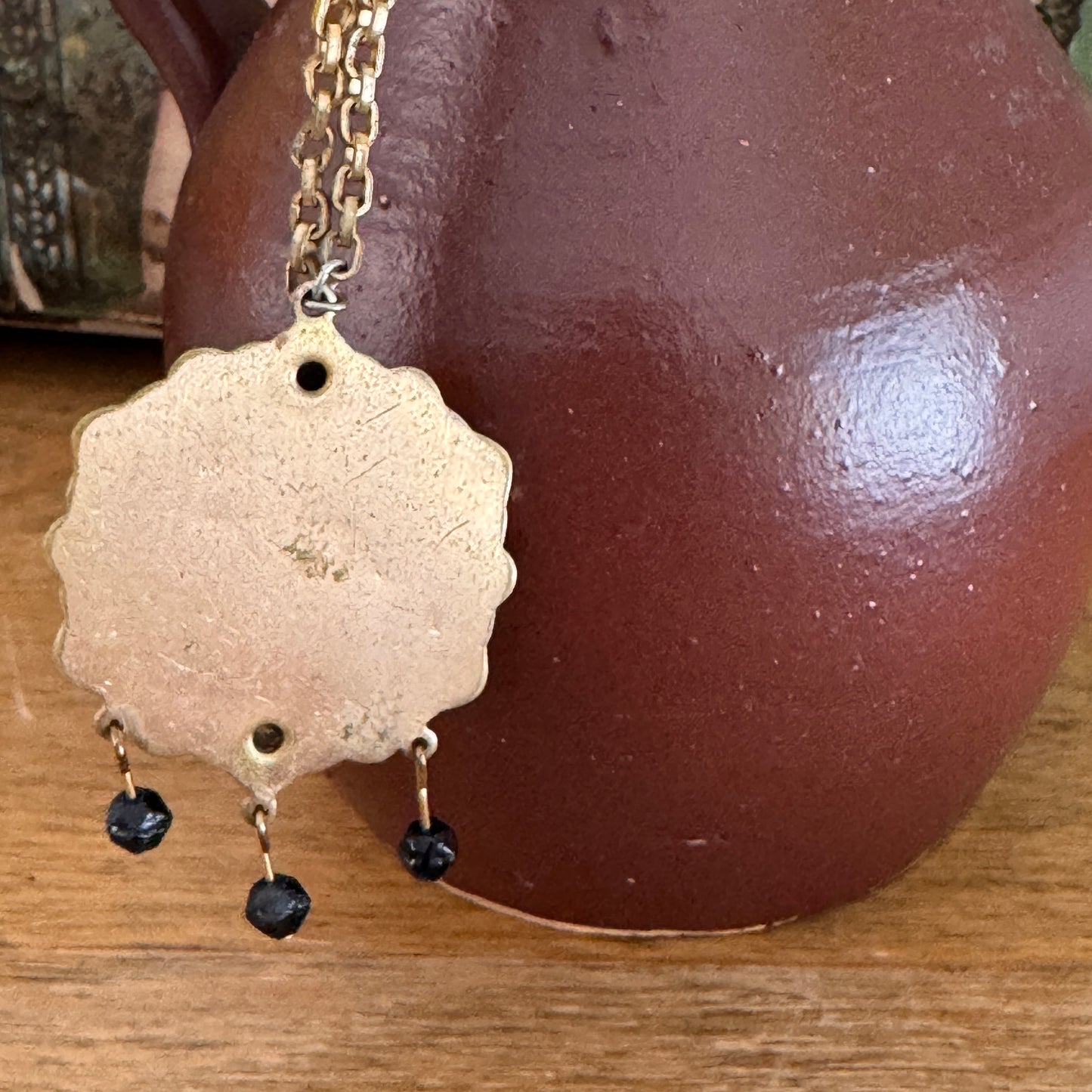 Art Nouveau Enamel Cameo Pendant Necklace