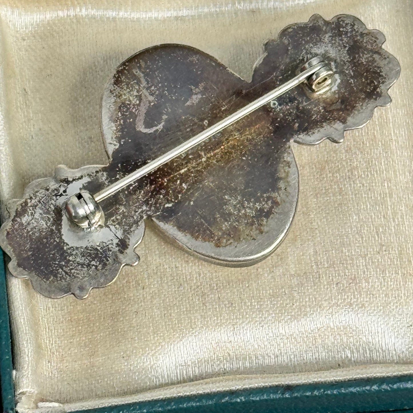 Vintage Sterling Silver Mabe Pearl & Amethyst Semi Precious Gemstone Pin
