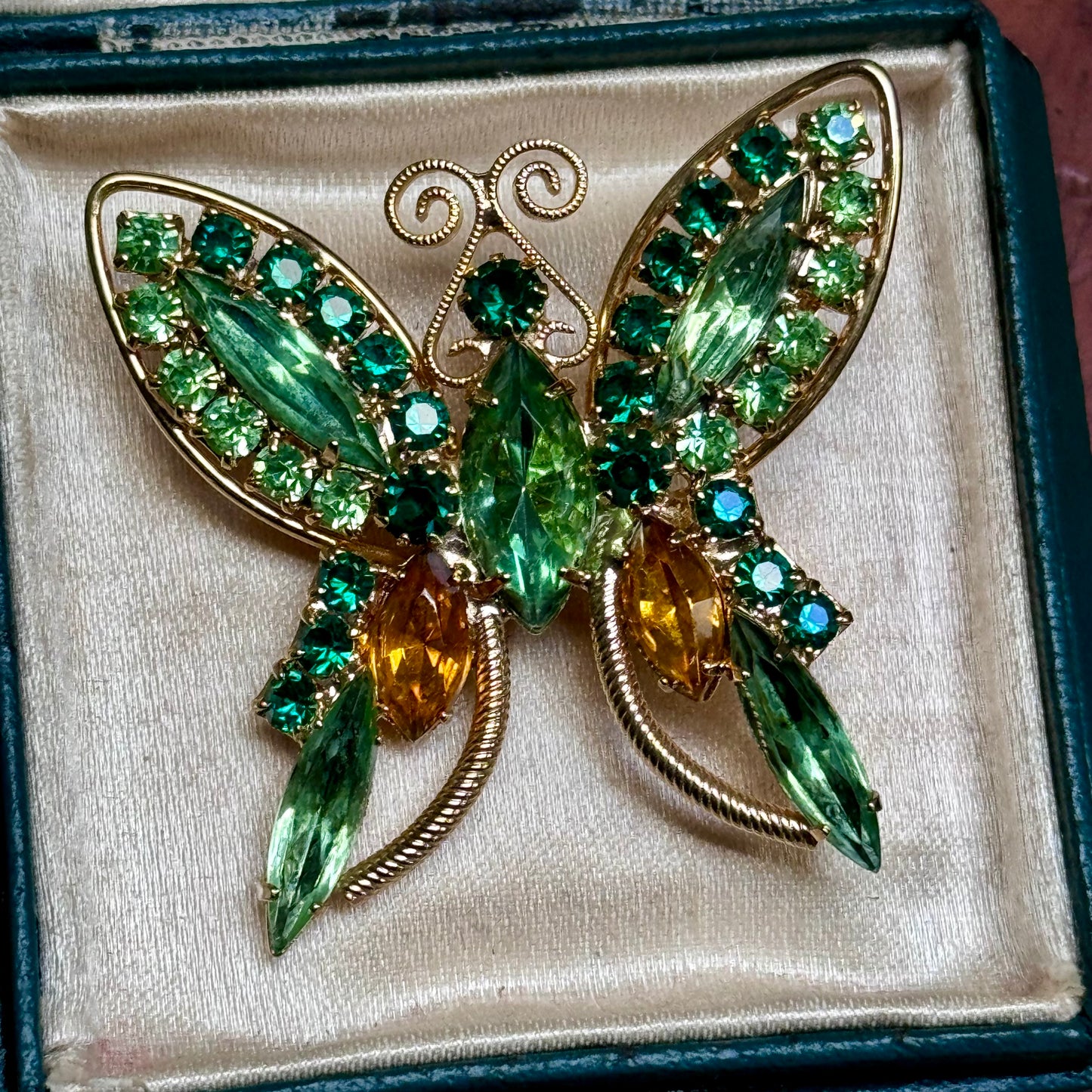 Vintage Juliana D & E Stylized Rhinestone Butterfly Pin