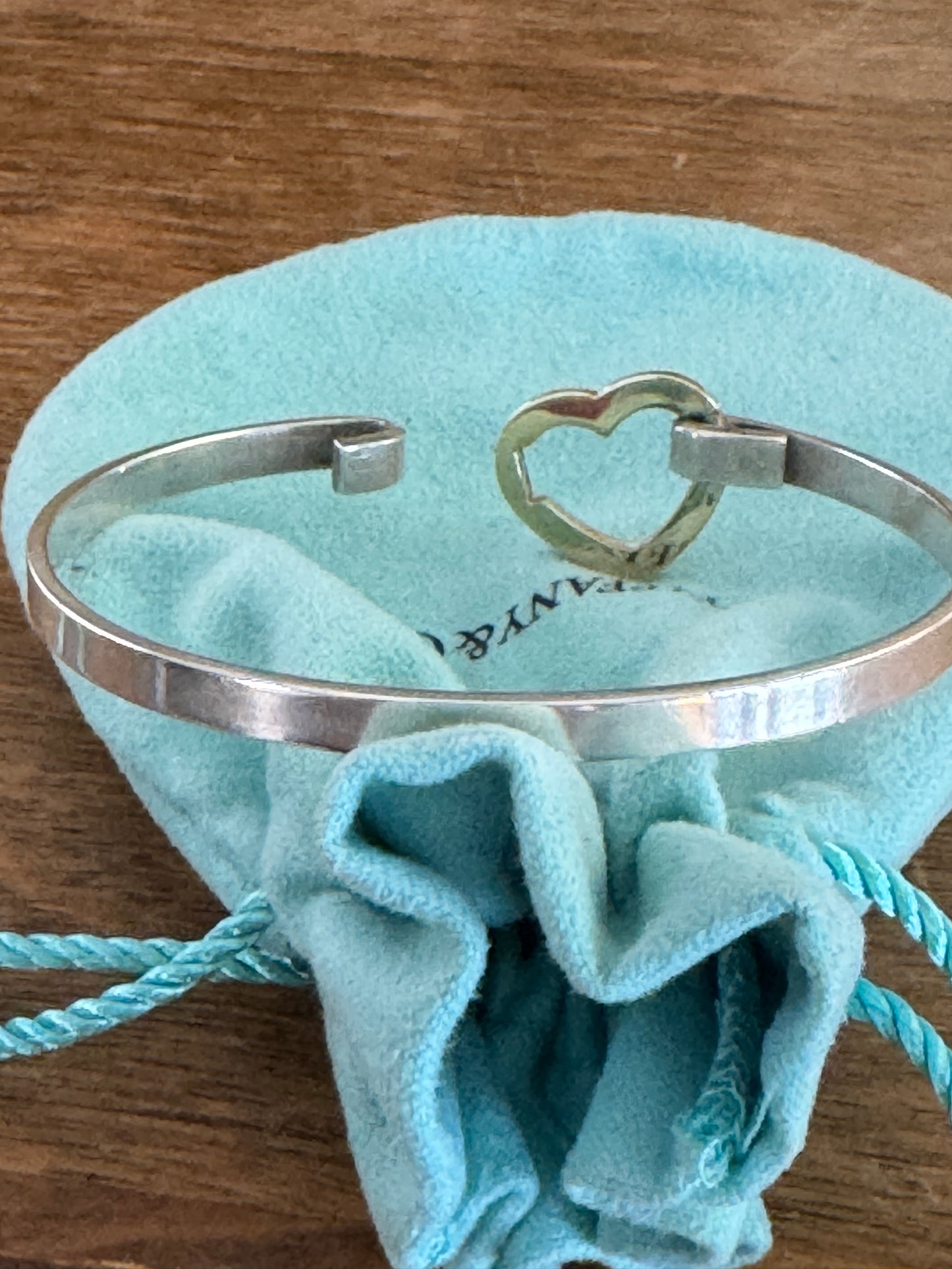 Vintage 2003 Tiffany & Co. 925 and 18K (759) yellow gold Heart Bangle Bracelet