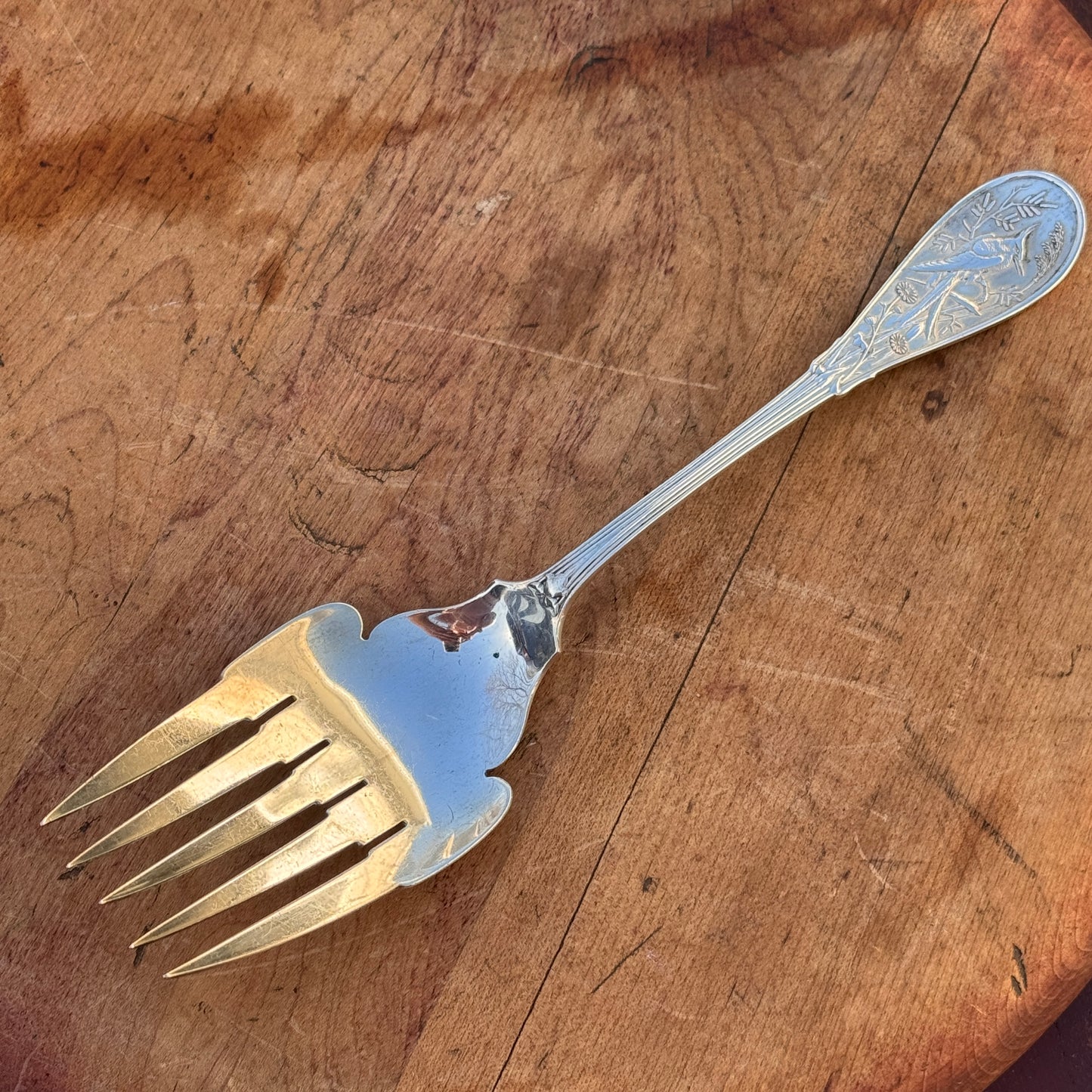 Antique Japanese By Tiffany & Co Sterling Silver Fish Fork Audubon