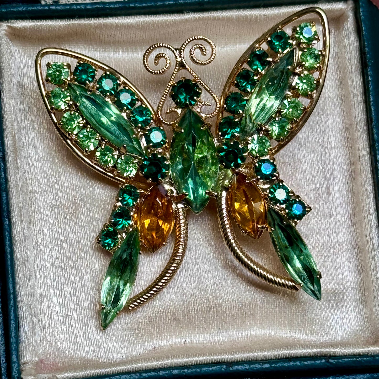 Vintage Juliana D & E Stylized Rhinestone Butterfly Pin