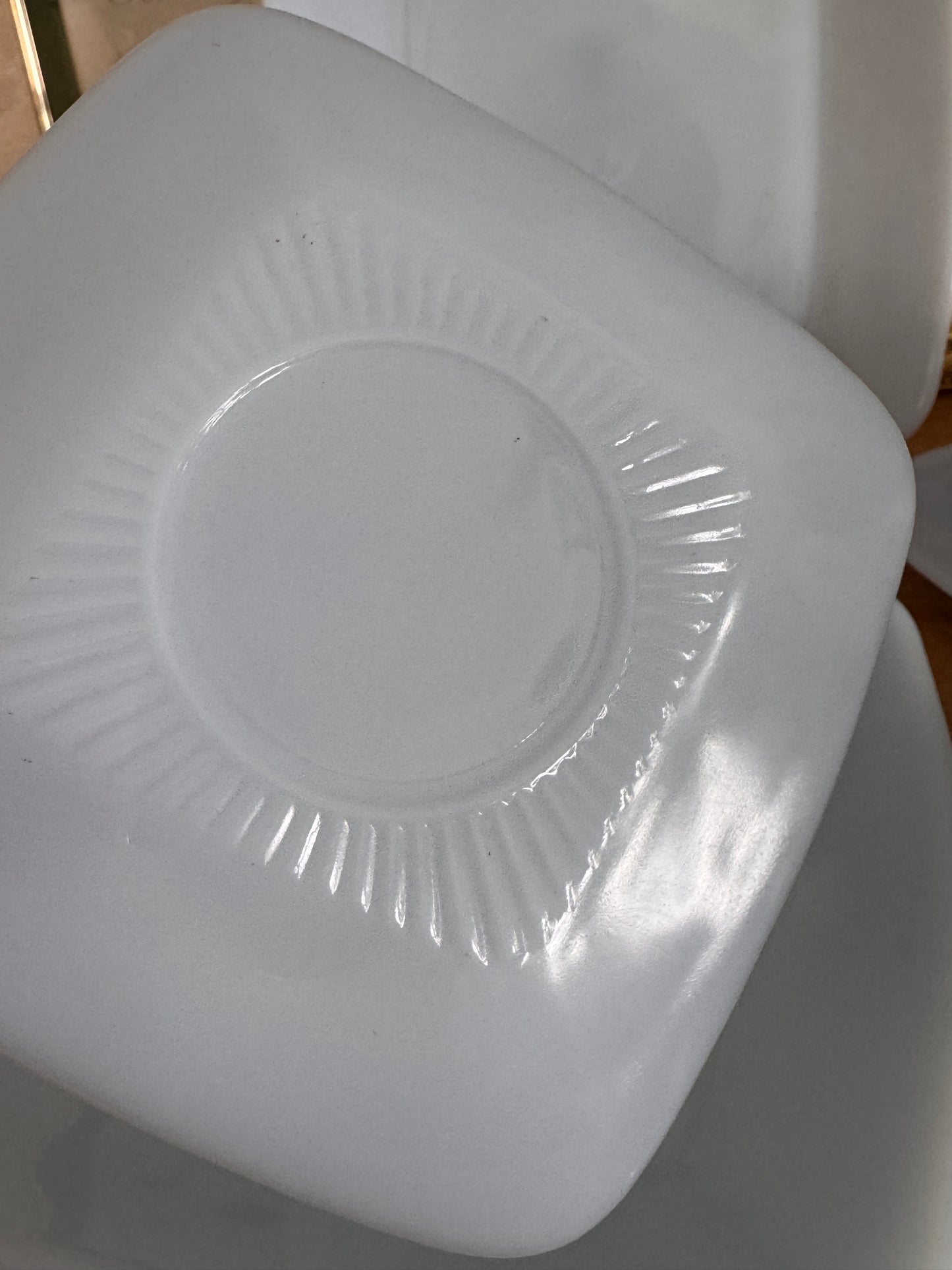 MCM Fire King Blue Azurite Three Tea Cups, Saucers and Salad Plates