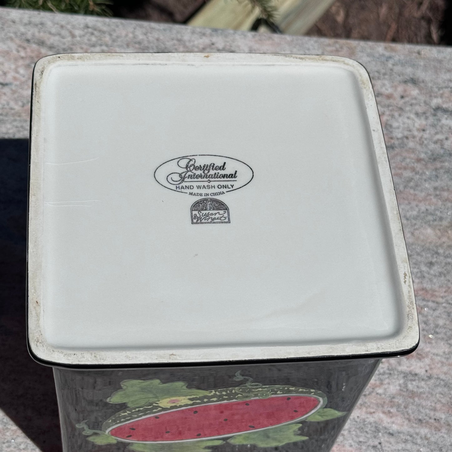 Vintage Certified International Susan Wingart Watermelon Seed Packet Canister