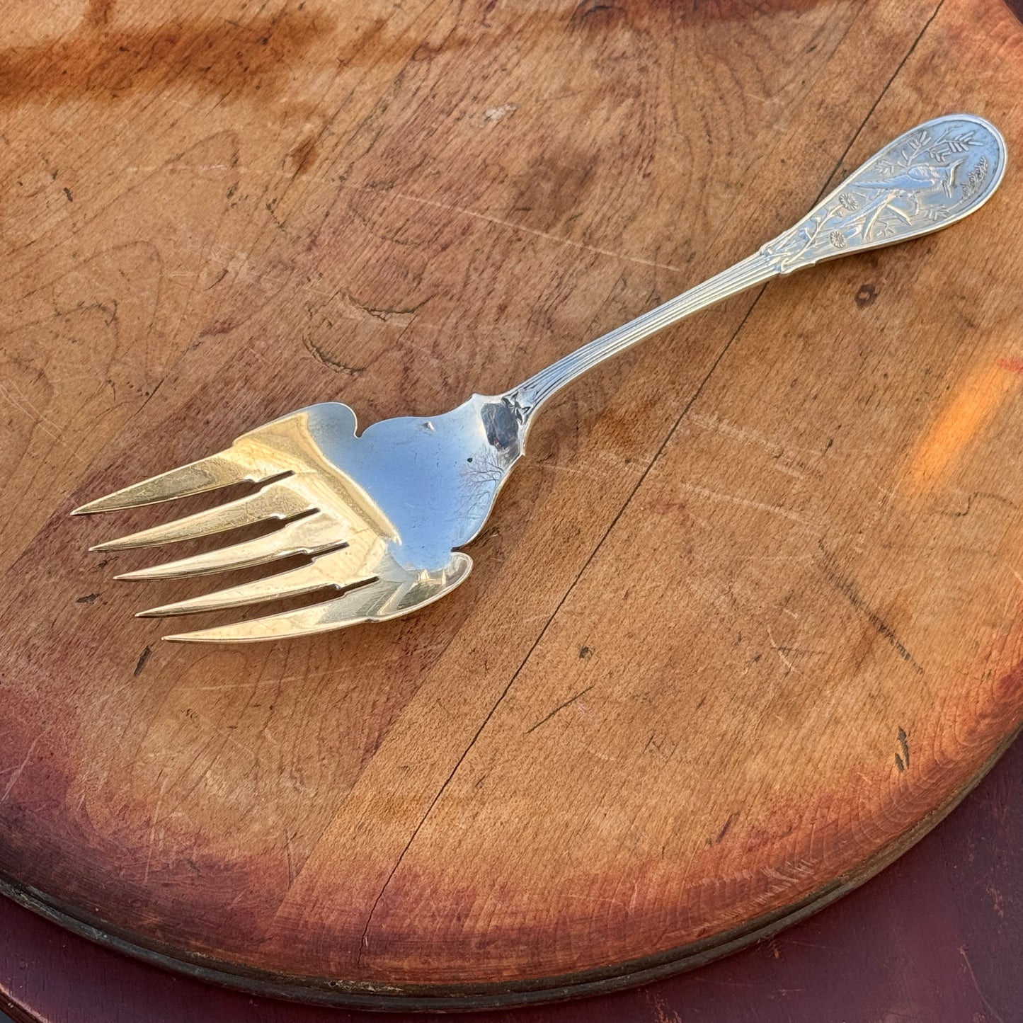 Antique Japanese By Tiffany & Co Sterling Silver Fish Fork Audubon