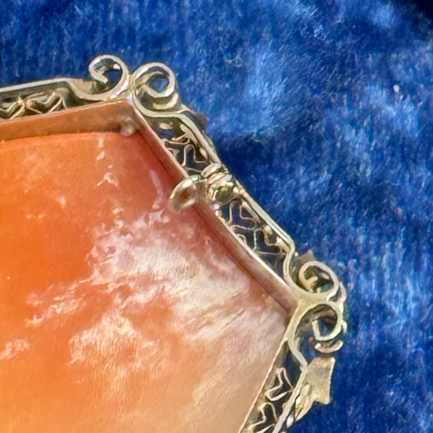 Victorian 14K White Gold Carved Cameo & Three Diamonds Brooch Pendant