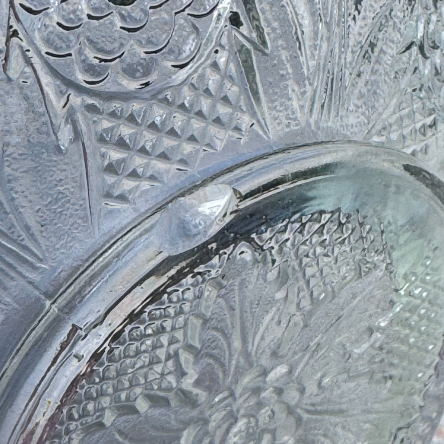 Opalescent Iridescent Ruffled Edge Carnival Glass Bowl
