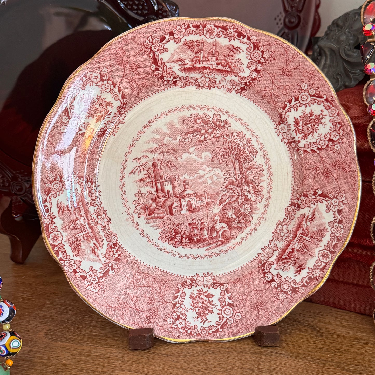 Vintage Ridgways English Oriental Red Salad Plate 7"