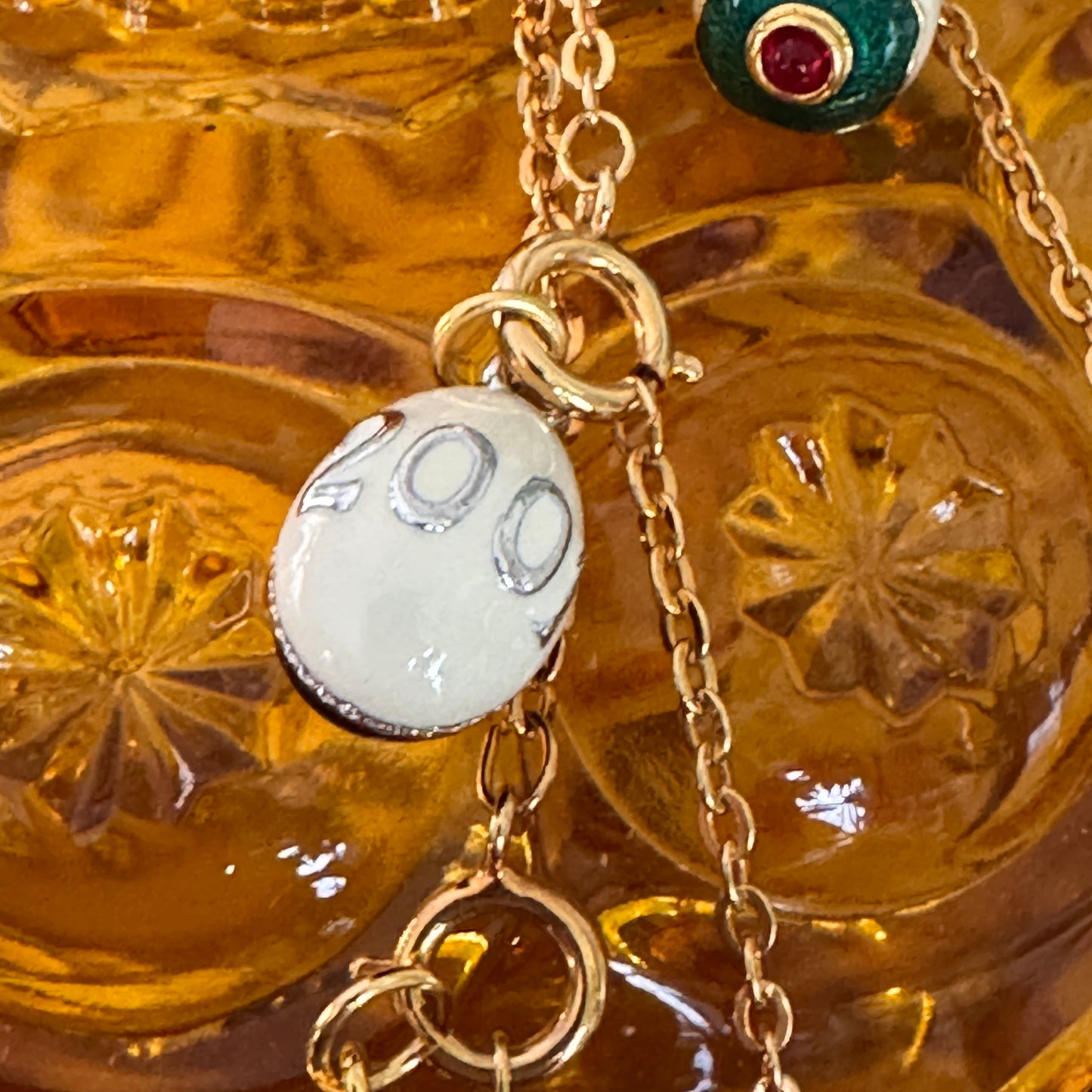 Joan Rivers Faberge Charm Enamel Egg Necklace 52 Charms