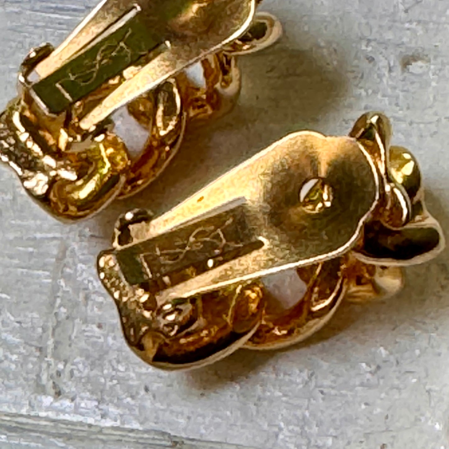 Vintage YSL Yves Saint Laurent Gold Tone Metal Chain Earrings