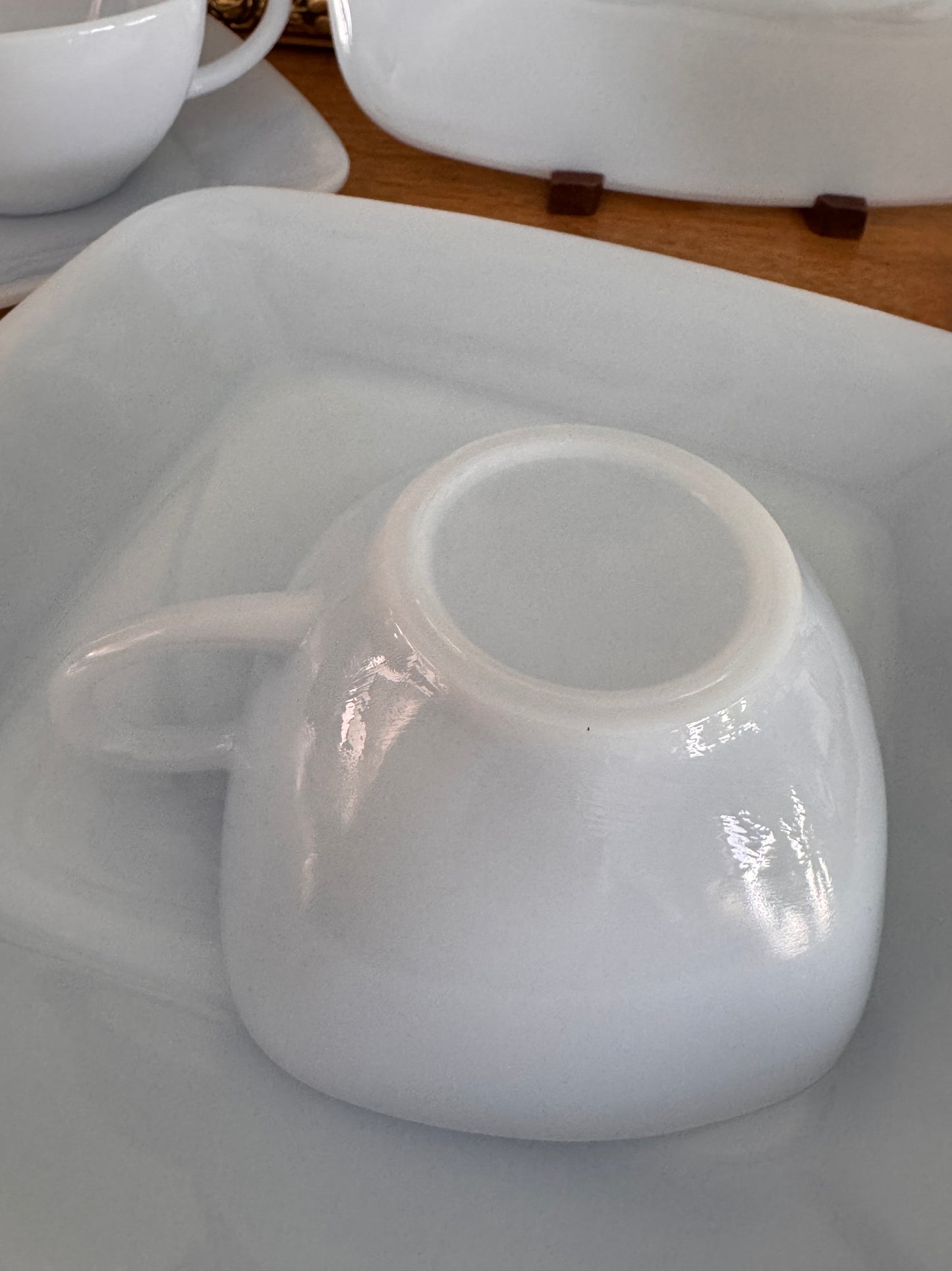 MCM Fire King Blue Azurite Three Tea Cups, Saucers and Salad Plates