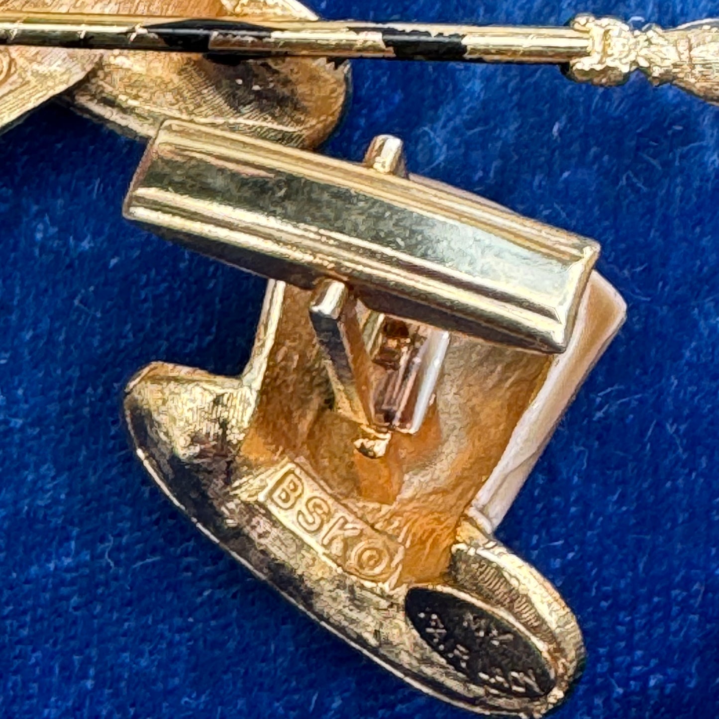 Vintage BSK My Fair Lady Rhinestone Top Hat Pin & Cuff Links Rhinestone Set