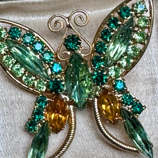 Vintage Juliana D & E Stylized Rhinestone Butterfly Pin