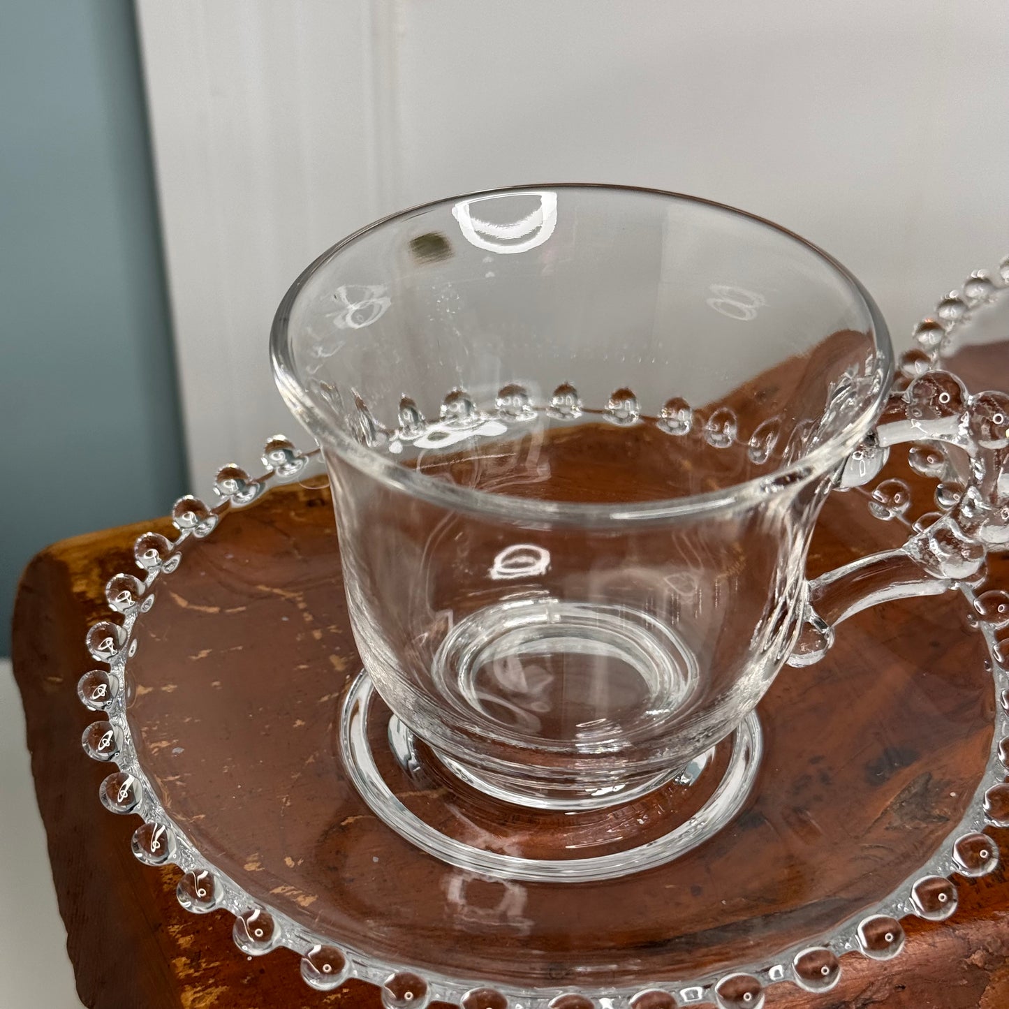 Eight Imperial Glass Candlewick Cups and Saucers