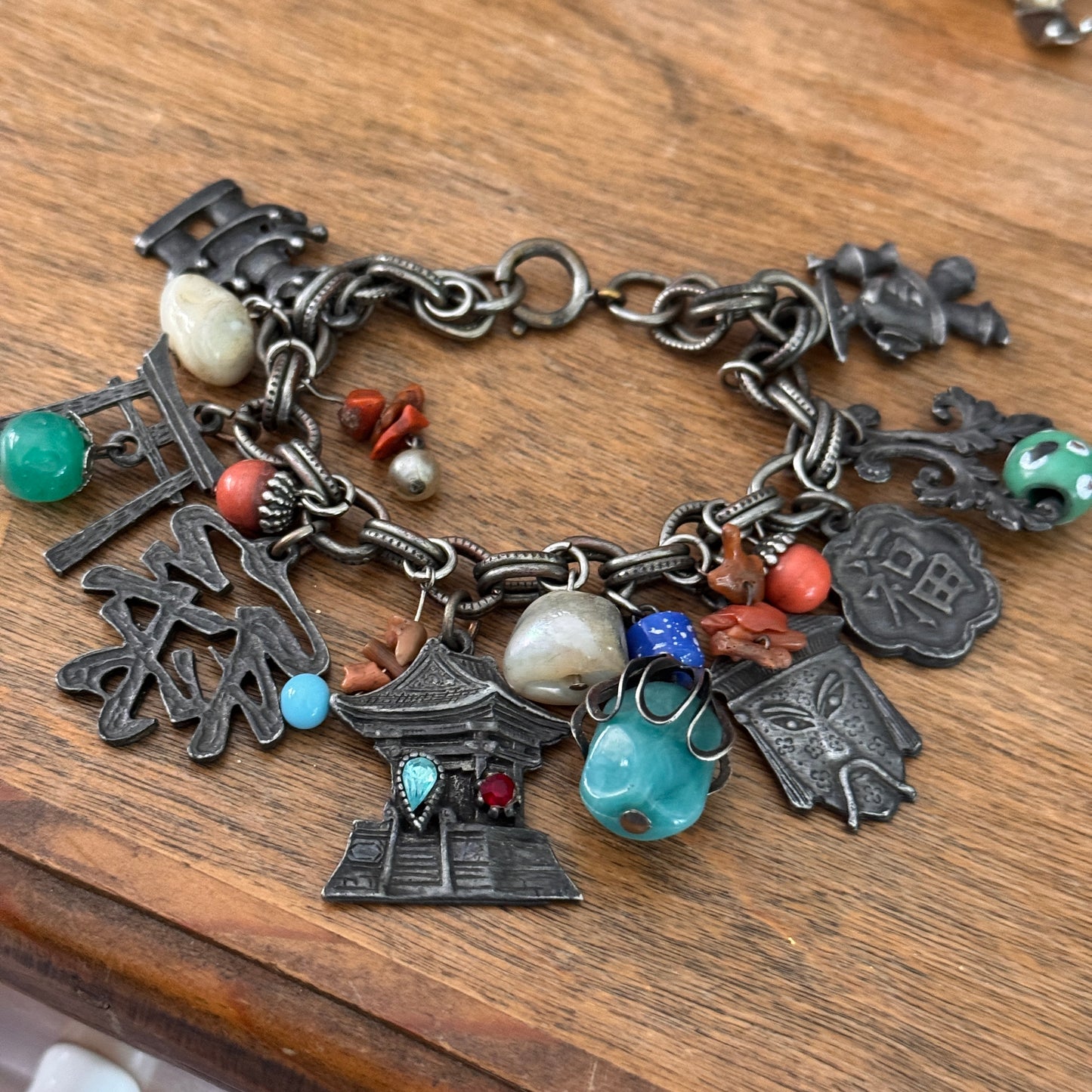 Vintage Chinoiserie Asian Charm Bracelet