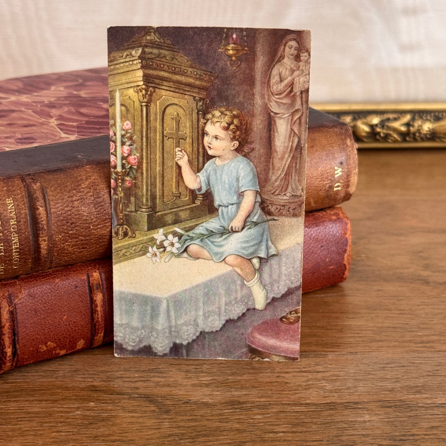 Antique German Easter Lily Prayer Card