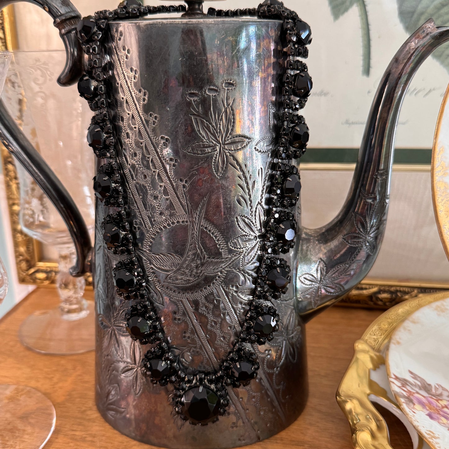 Vintage Black Multi Faceted Rhinestone Necklace