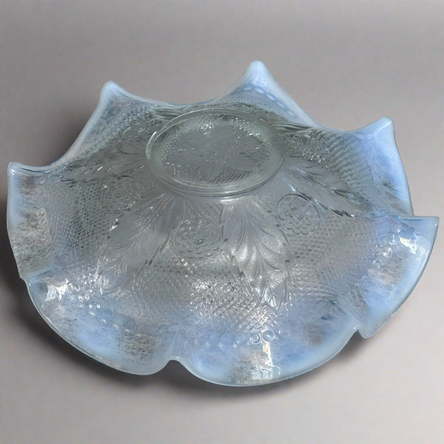 Opalescent Iridescent Ruffled Edge Carnival Glass Bowl