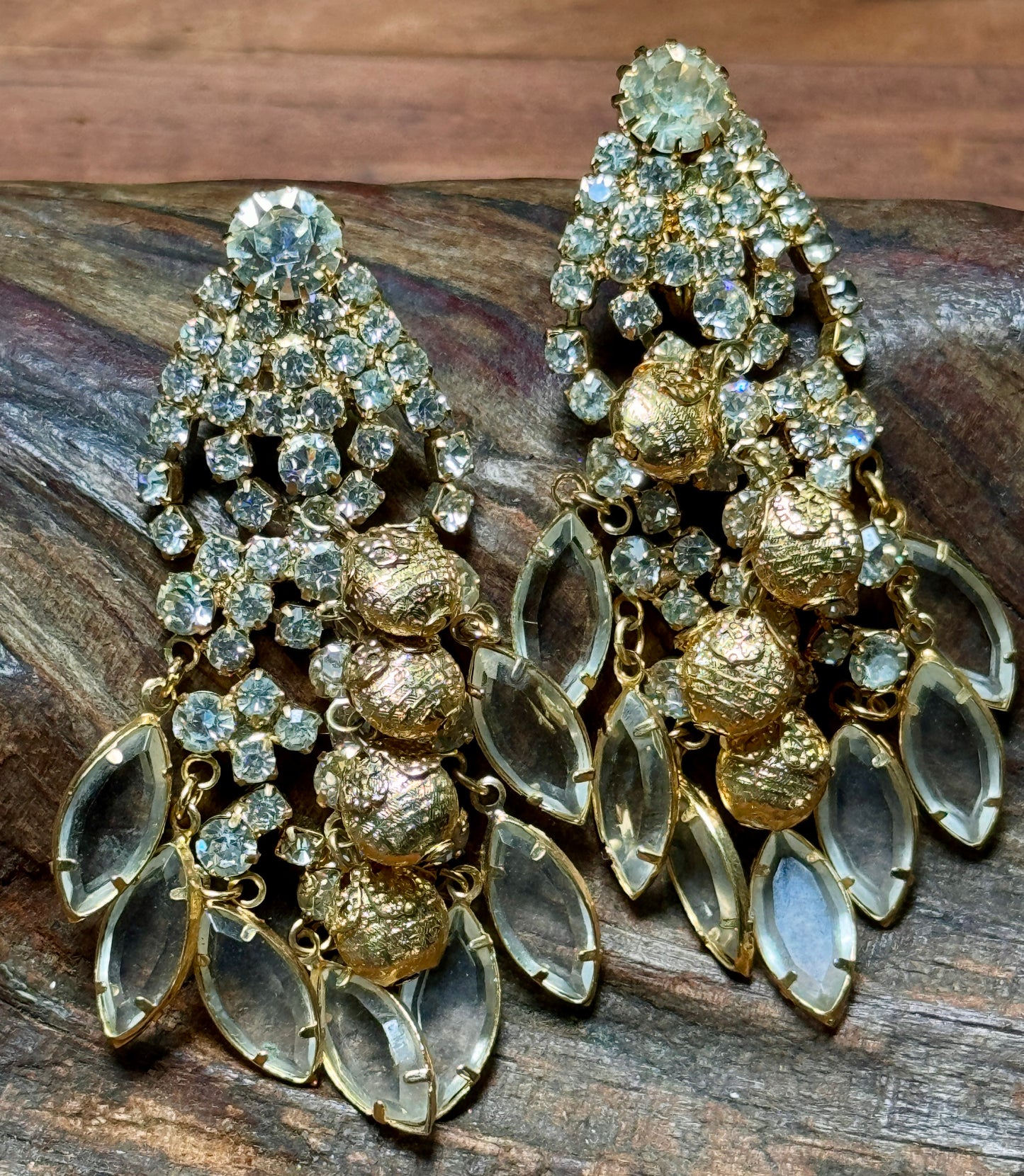 Vintage Juliana D & E Waterfall Rhinestone & Beaded Earrings