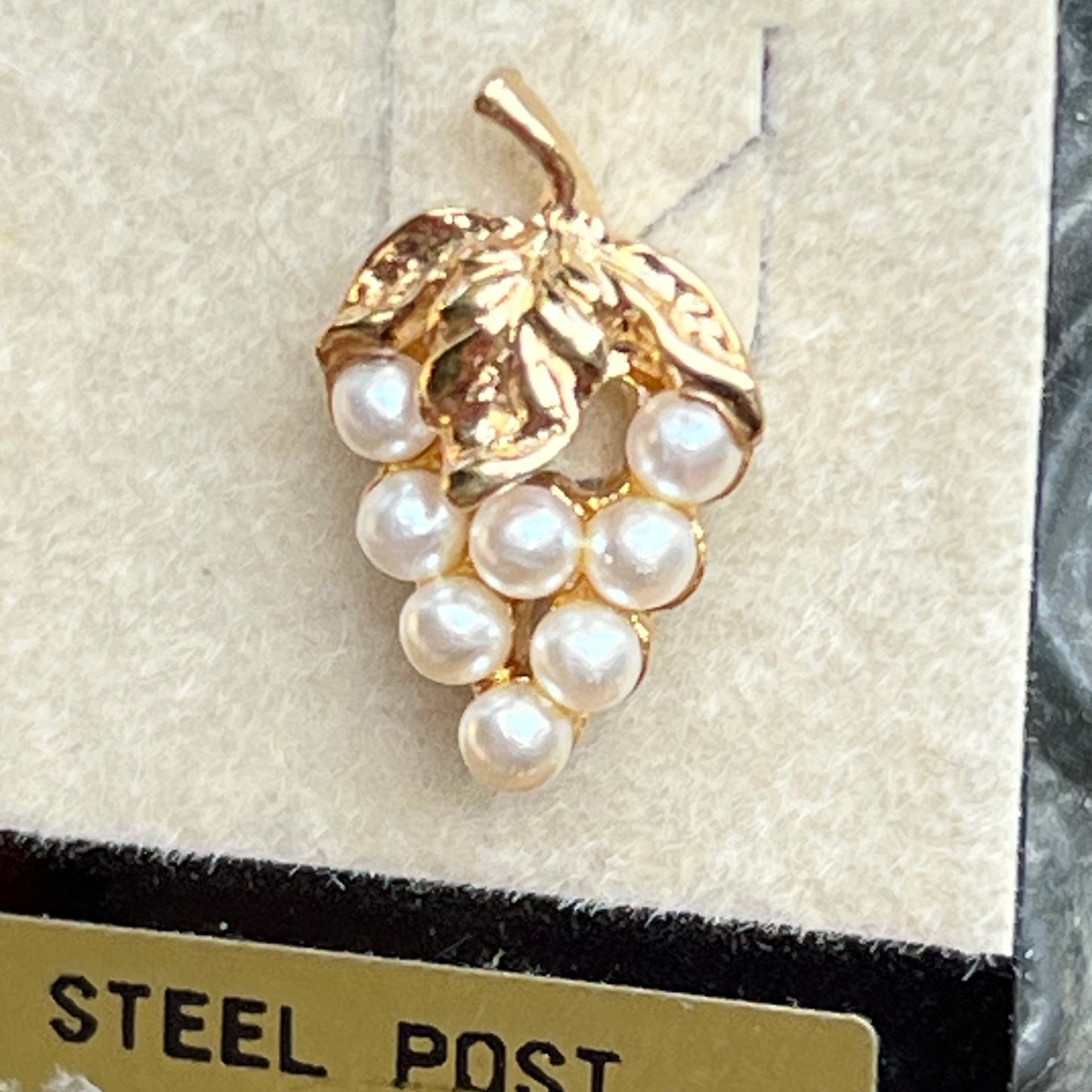 Vintage Napier Faux Pearl Pierced Earrings