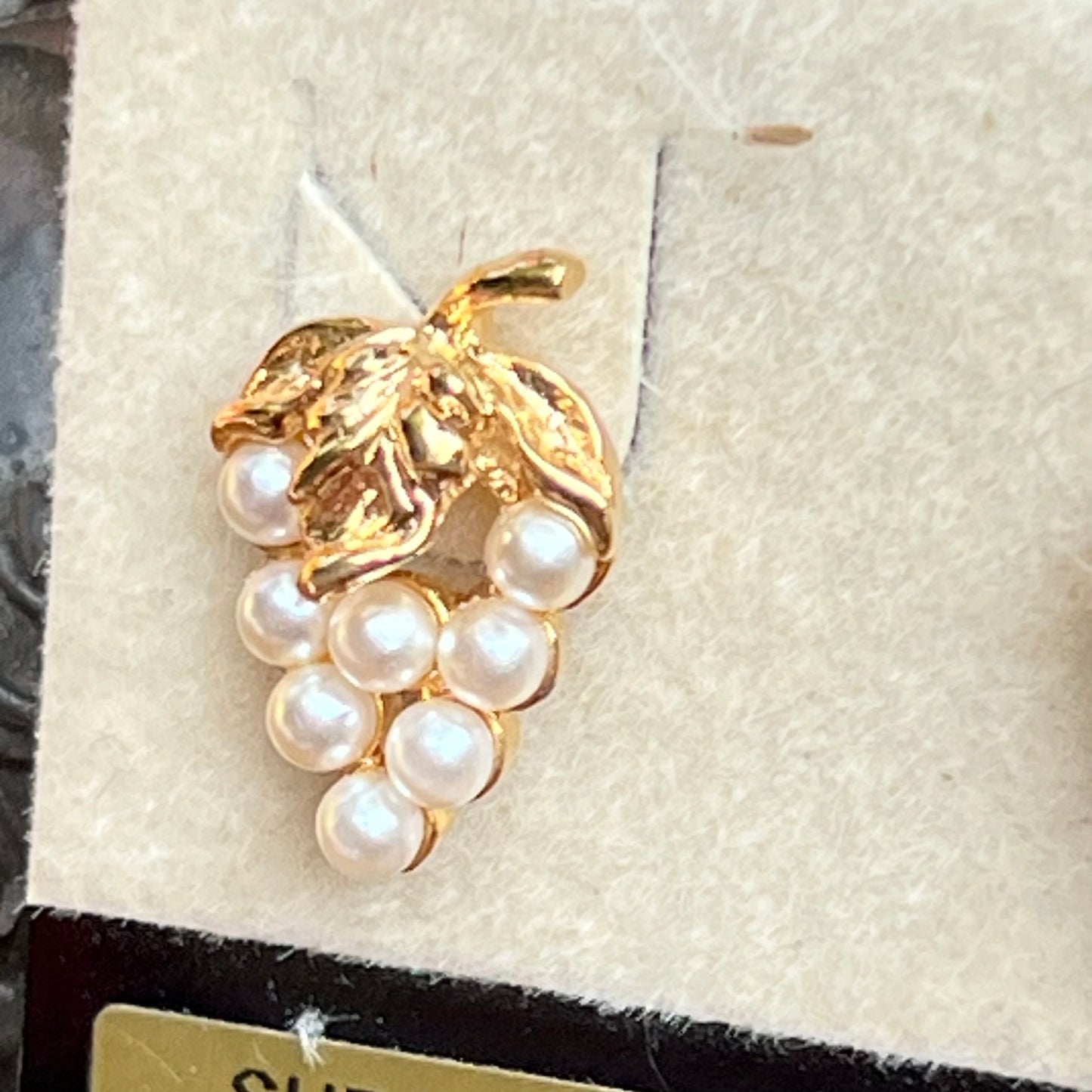 Vintage Napier Faux Pearl Pierced Earrings