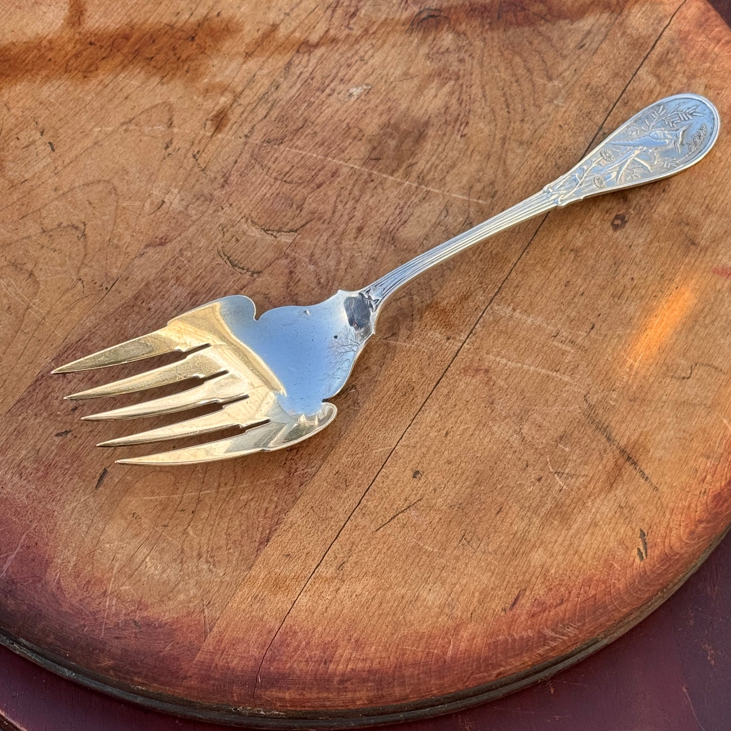 Antique Japanese By Tiffany & Co Sterling Silver Fish Fork Audubon