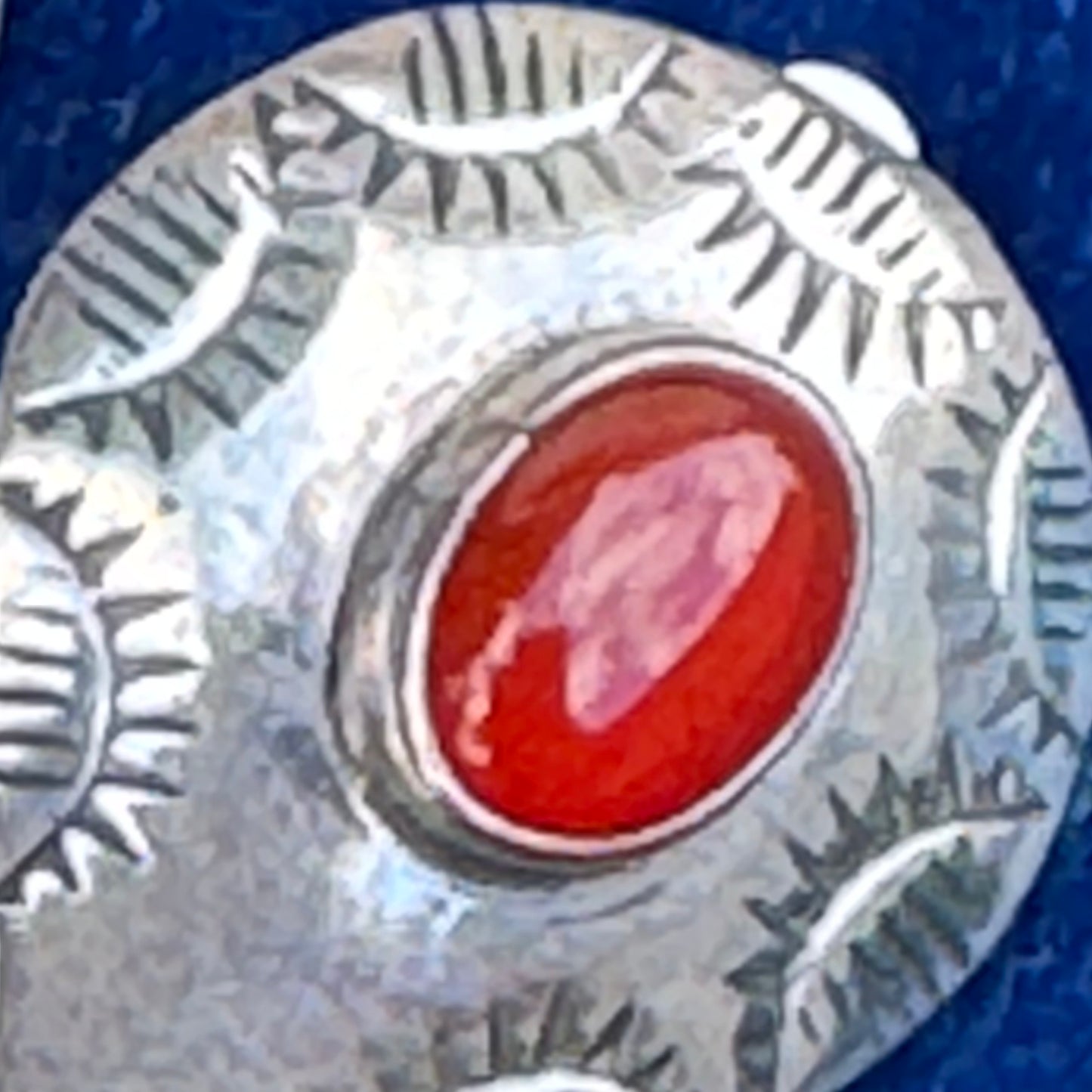 Vintage Navajo C. Piaso Handmade Sterling Silver Carnelian Semi Precious Gemstone Earrings