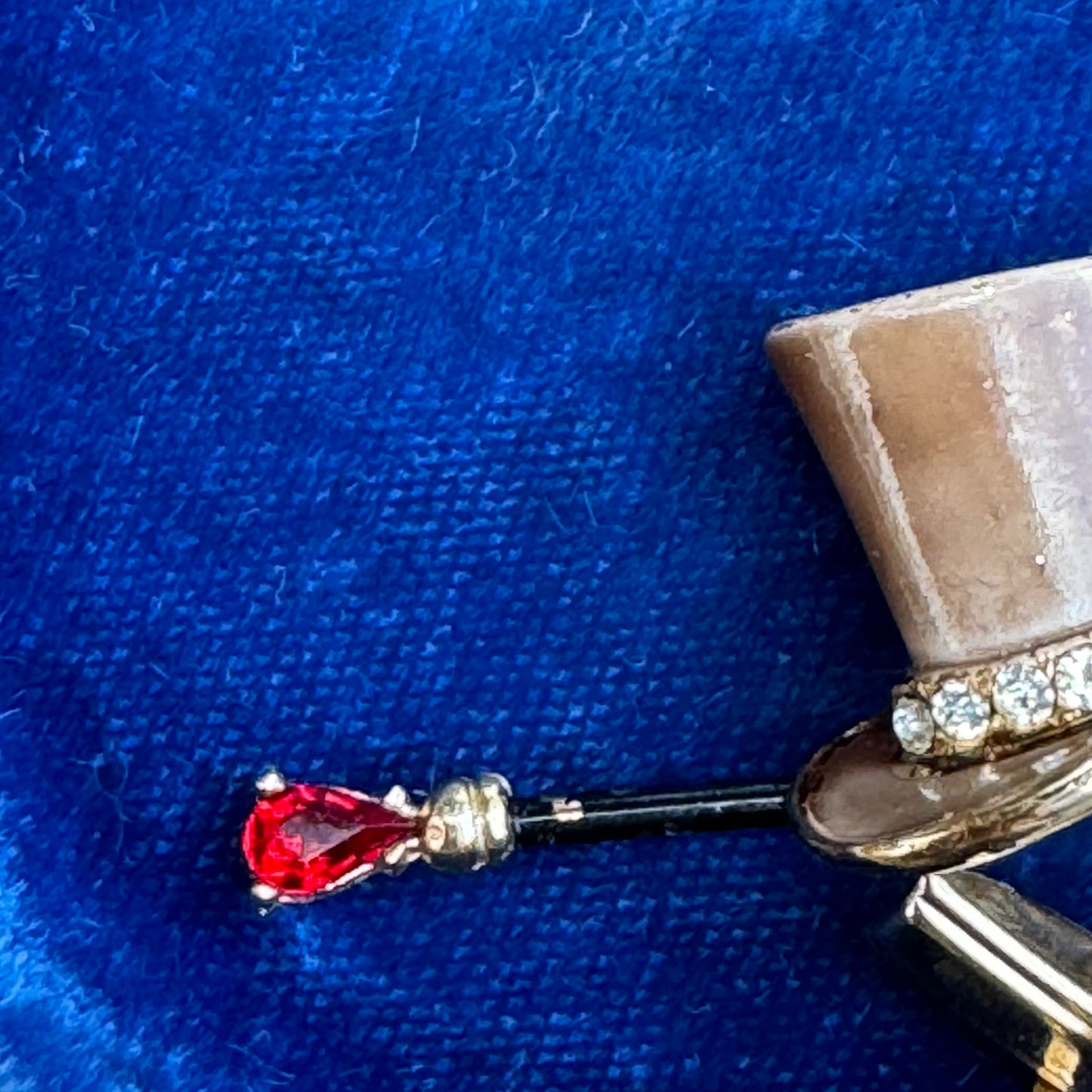 Vintage BSK My Fair Lady Rhinestone Top Hat Pin & Cuff Links Rhinestone Set