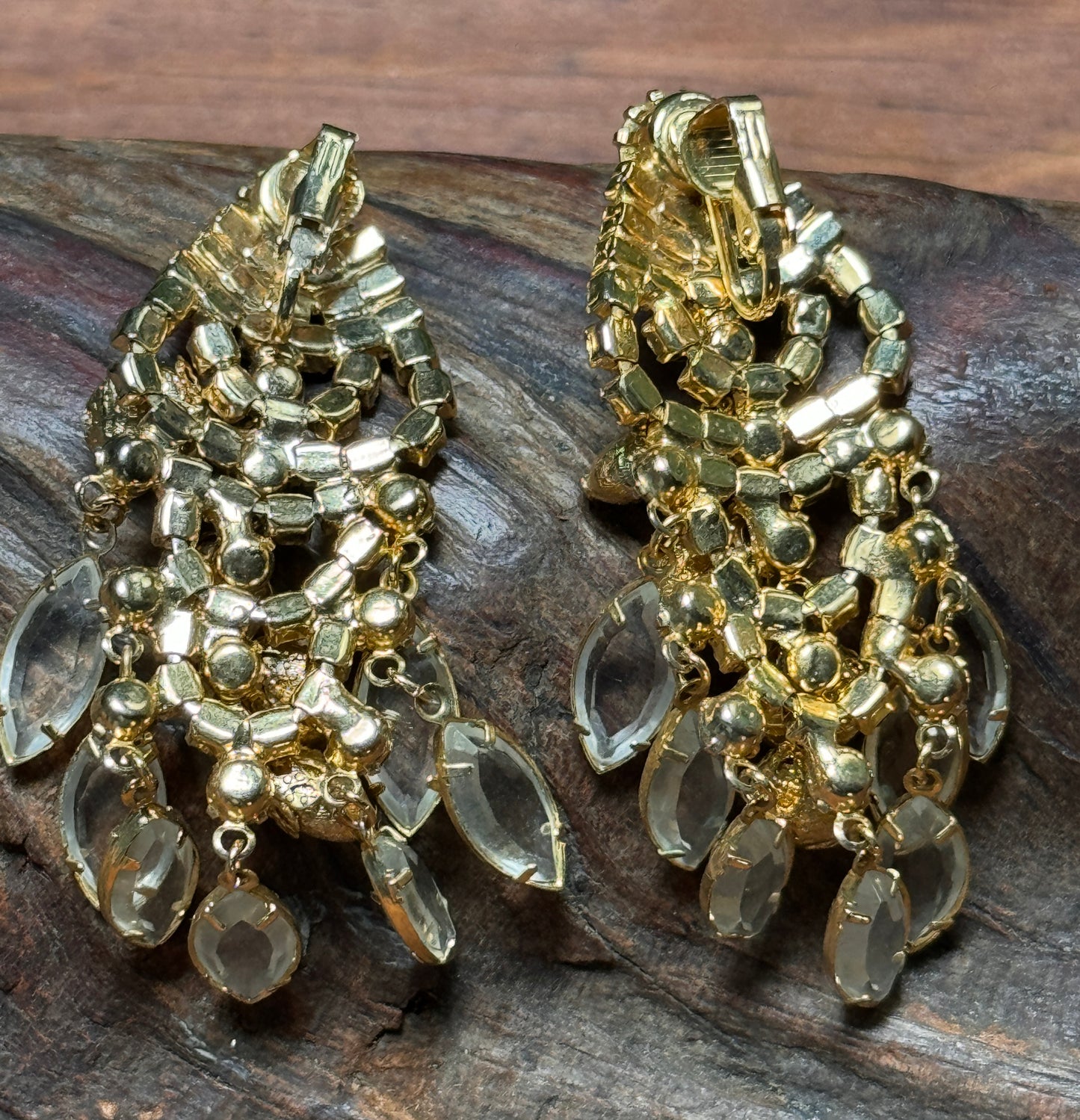 Vintage Juliana D & E Waterfall Rhinestone & Beaded Earrings