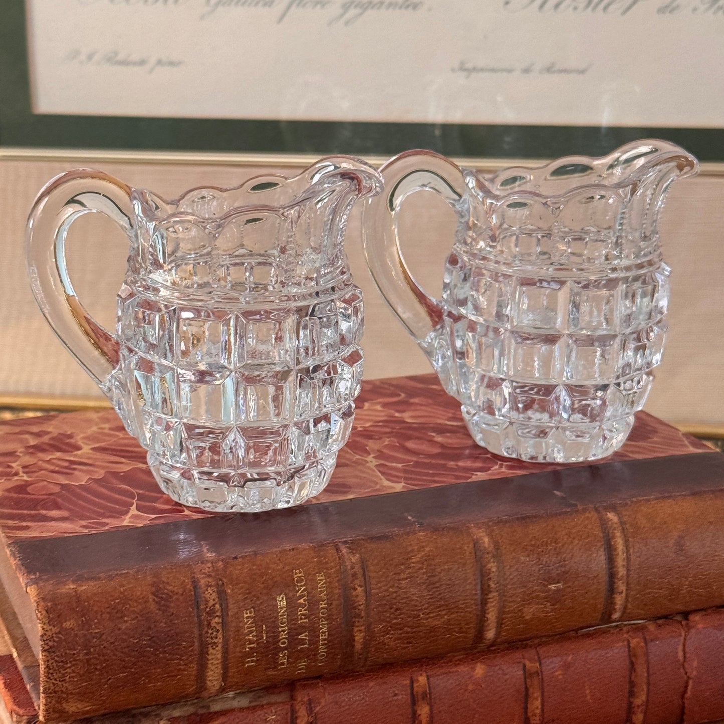 Two Antique George Duncan & Sons Block Individual Creamers