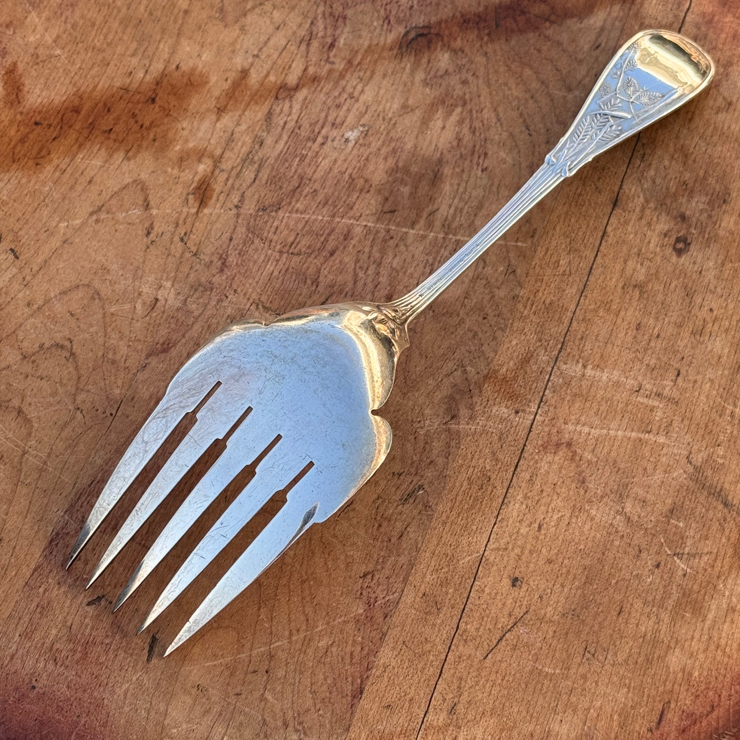 Antique Japanese By Tiffany & Co Sterling Silver Fish Fork Audubon