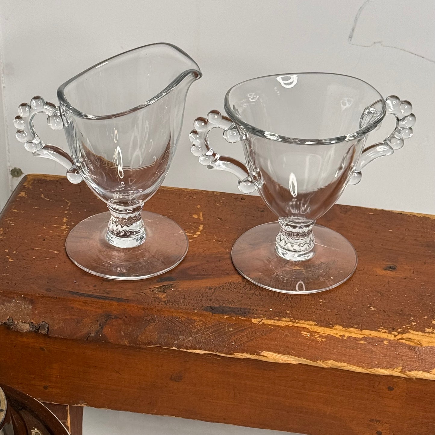 Imperial Glass Candlewick Pedestal Cream & Open Sugar
