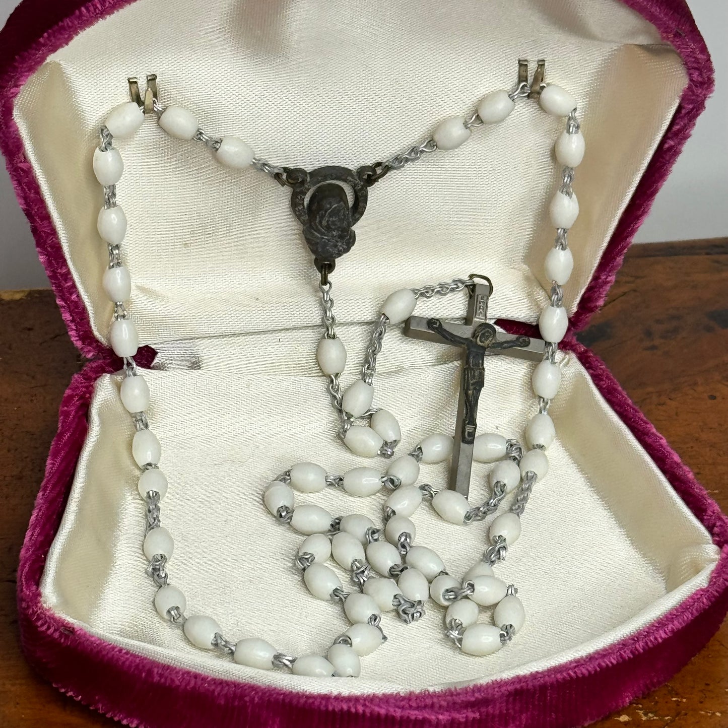 Vintage Soft White Italian Bead Rosary