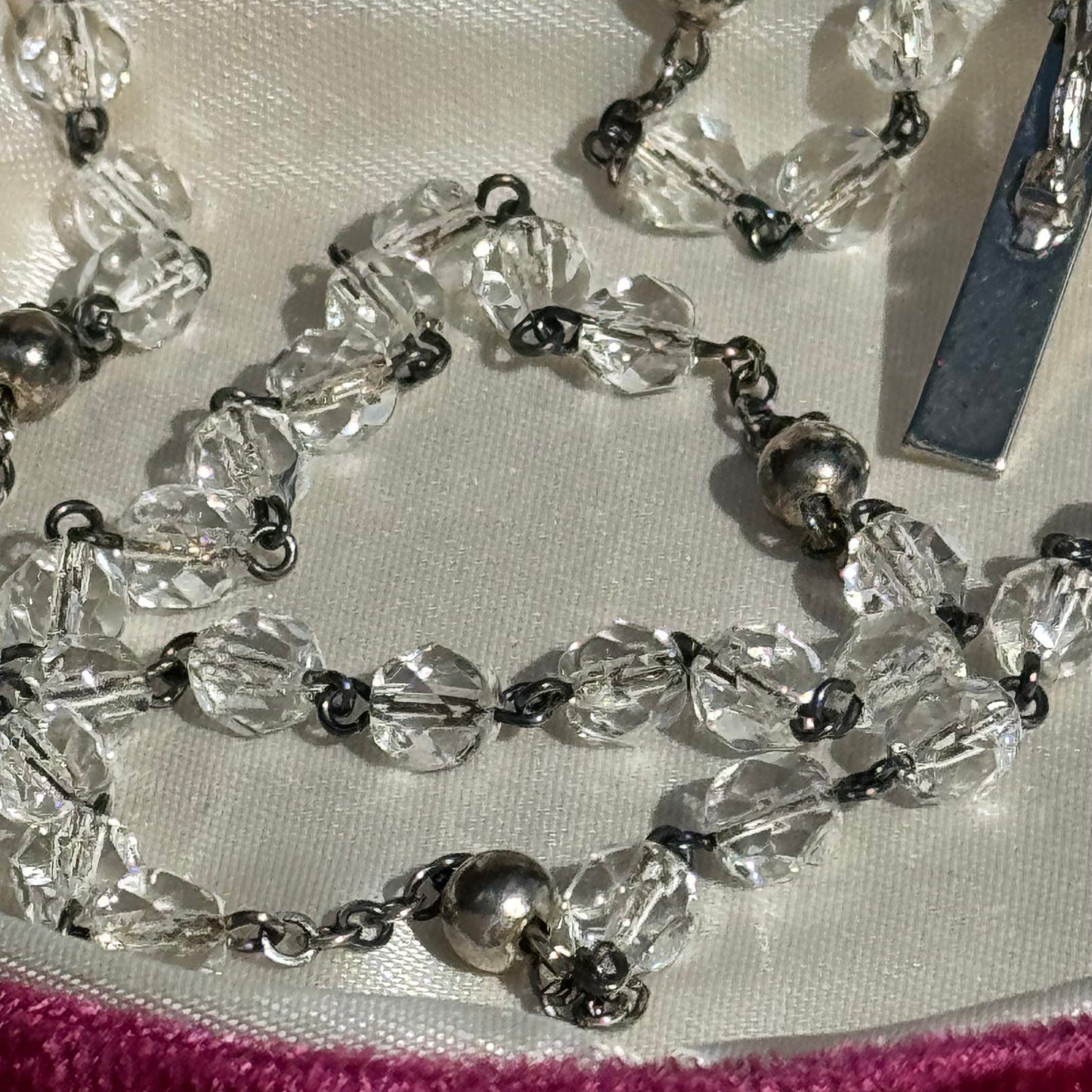 Vintage Sterling Silver & Glass Bead Rosary