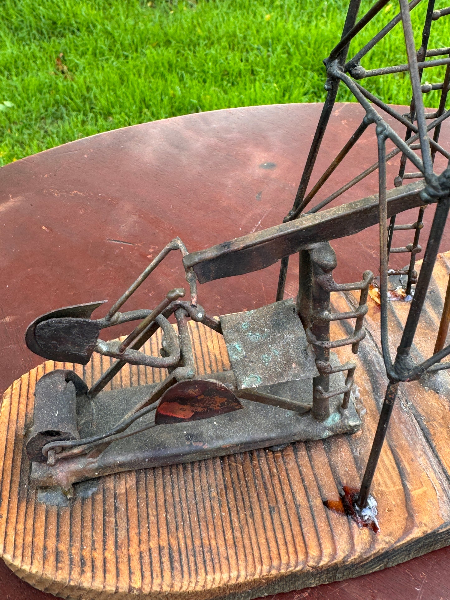 Vintage Brutalist Mixed Metals Oil Rig & Tower Sculpture Signed Ecirpa