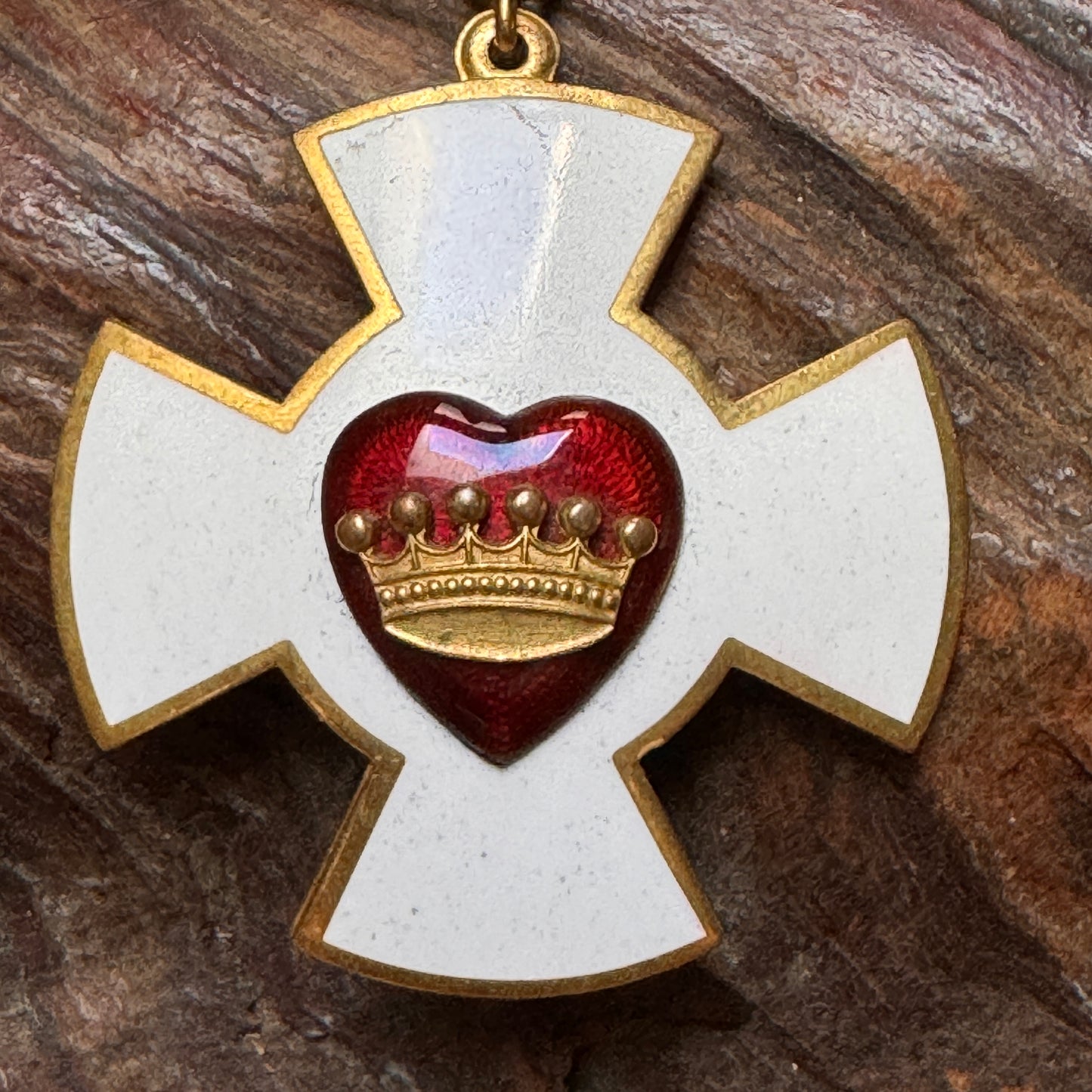 Antique Rebekah Lodge Patriarchs Chivalryn IOOF Brass Enamel Pin & Case
