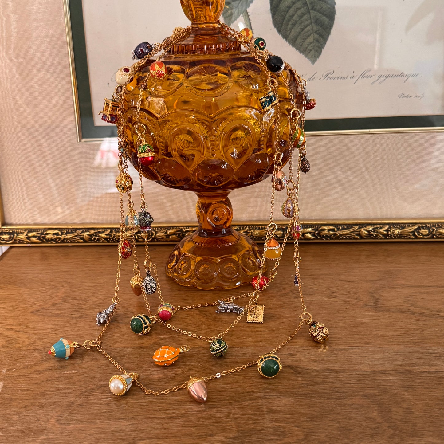 Joan Rivers Faberge Charm Enamel Egg Necklace 52 Charms