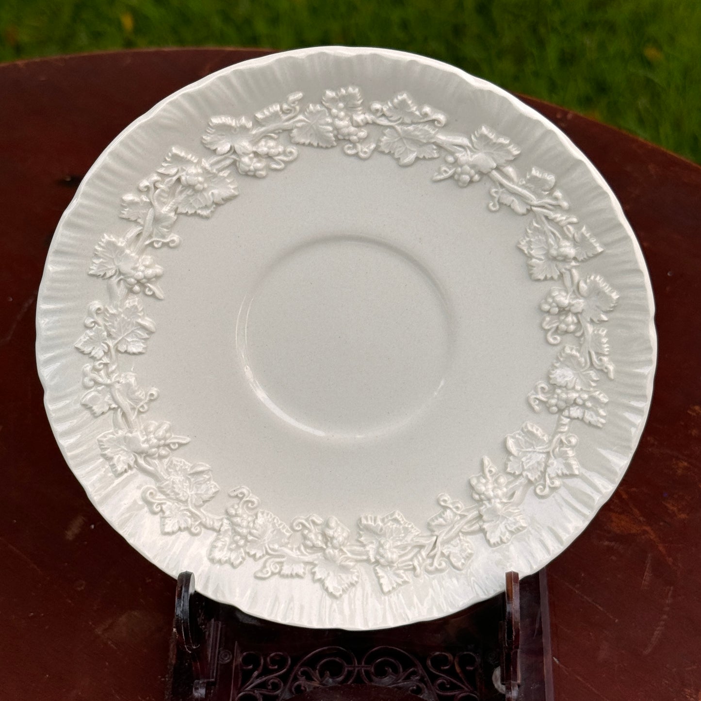 Wedgwood Etruria Barlaston Embossed Queensware Cup & Saucer