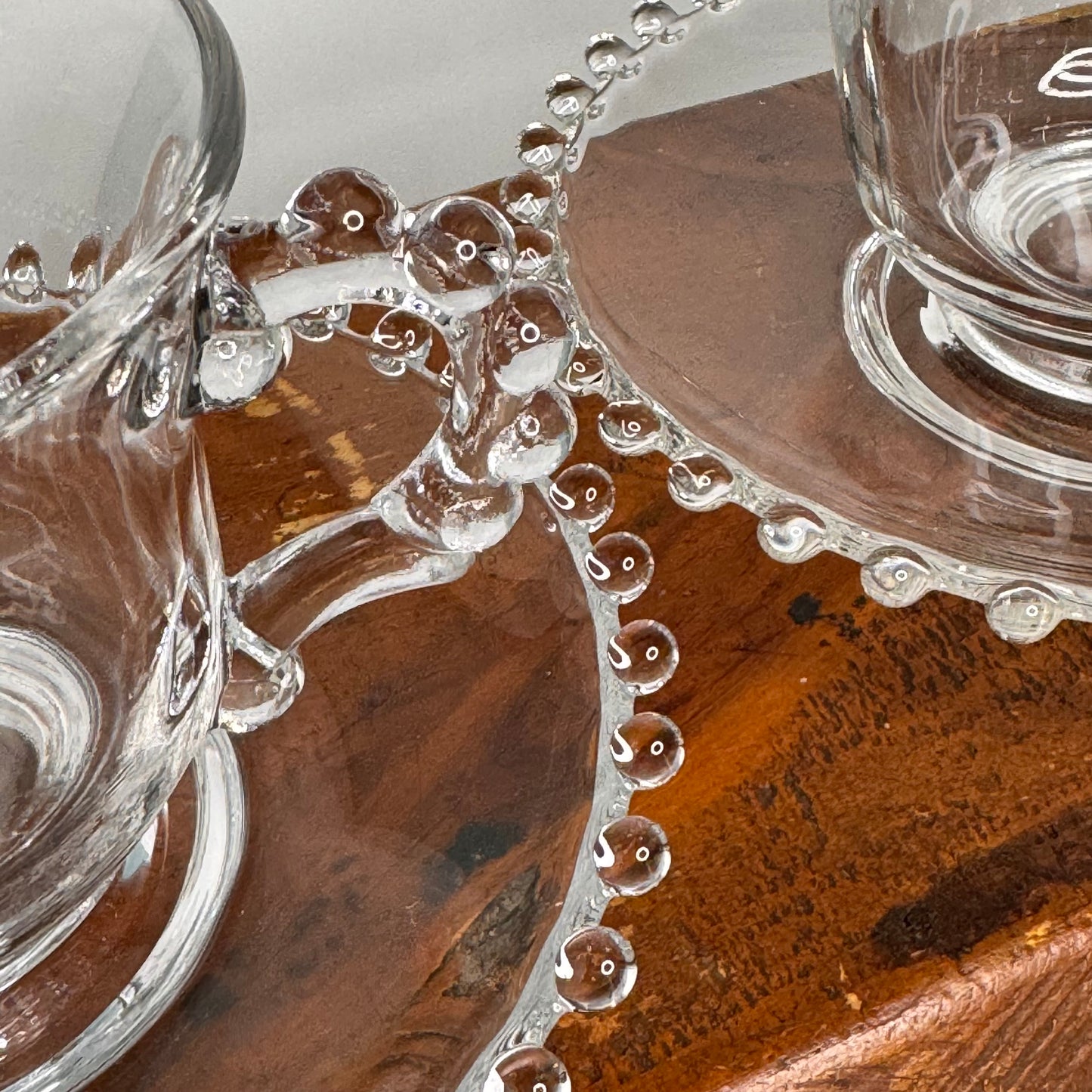 Eight Imperial Glass Candlewick Cups and Saucers