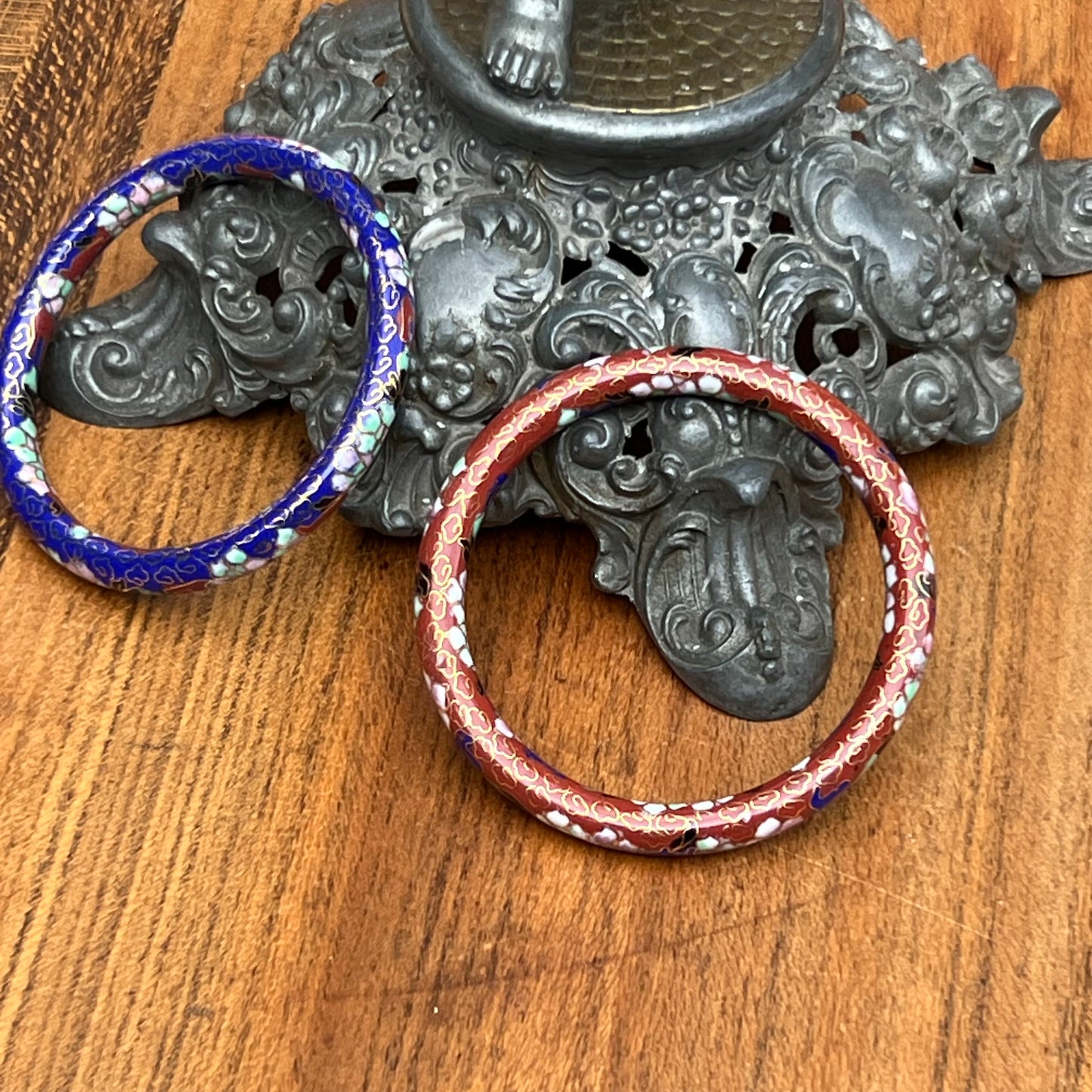 Two Vintage Cloisonne Enamel Bangle Bracelets