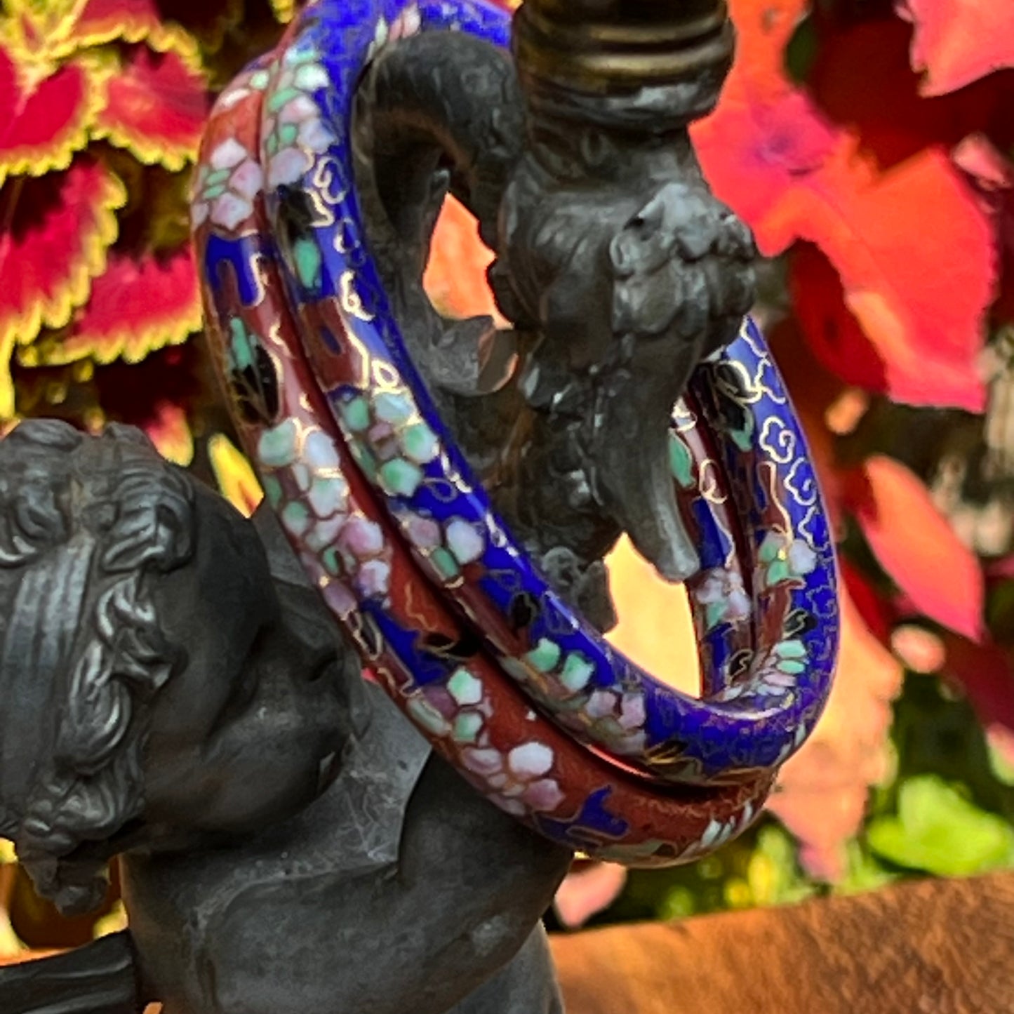 Two Vintage Cloisonne Enamel Bangle Bracelets