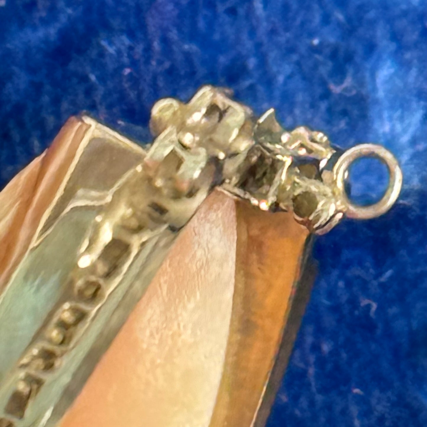 Victorian 14K White Gold Carved Cameo & Three Diamonds Brooch Pendant