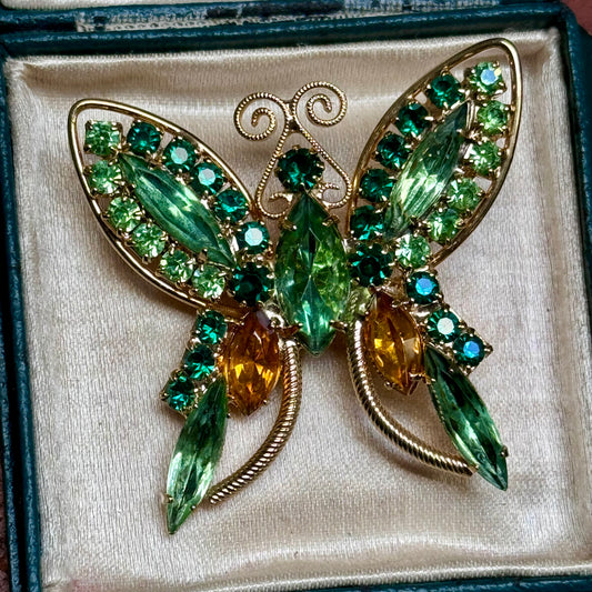 Vintage Juliana D & E Stylized Rhinestone Butterfly Pin