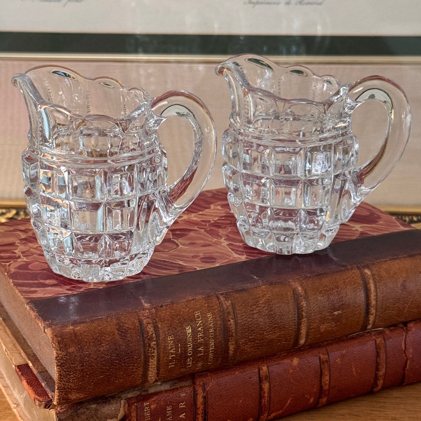 Two Antique George Duncan & Sons Block Individual Creamers