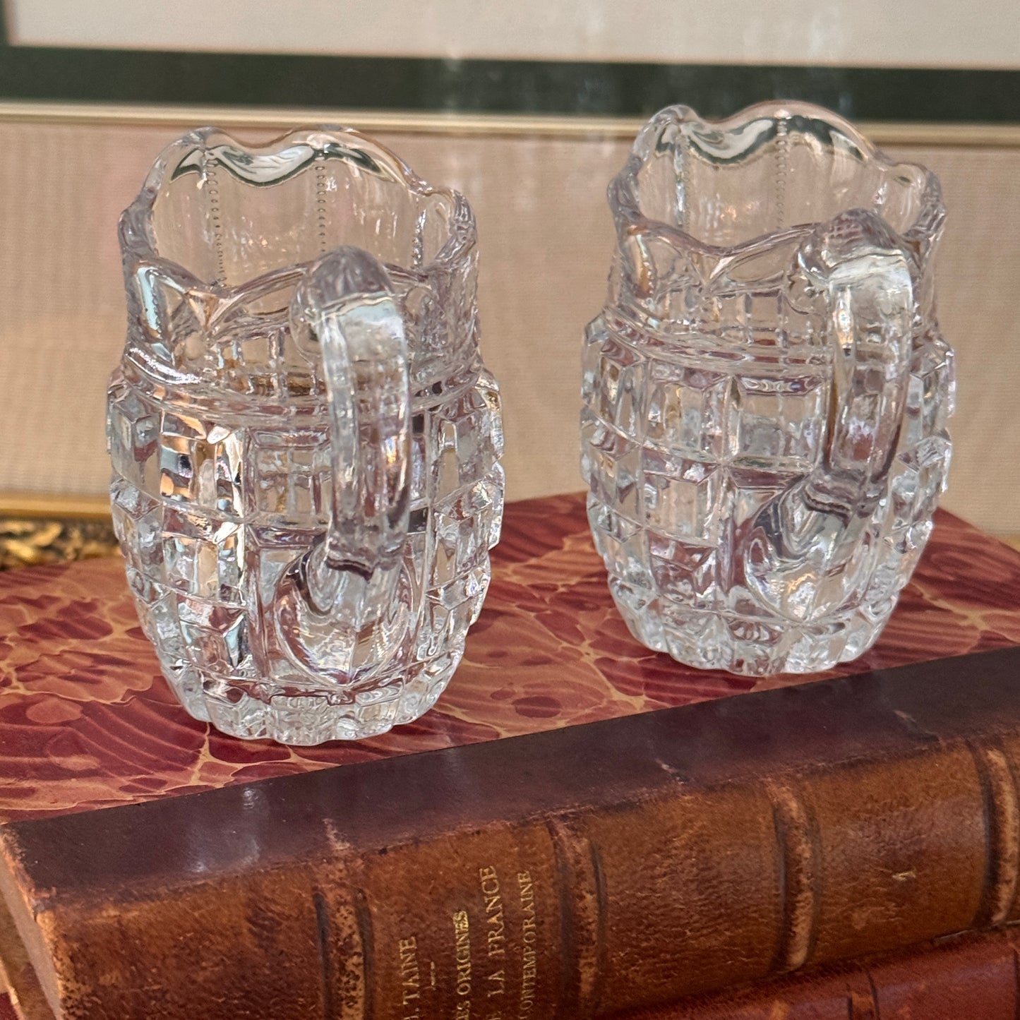 Two Antique George Duncan & Sons Block Individual Creamers
