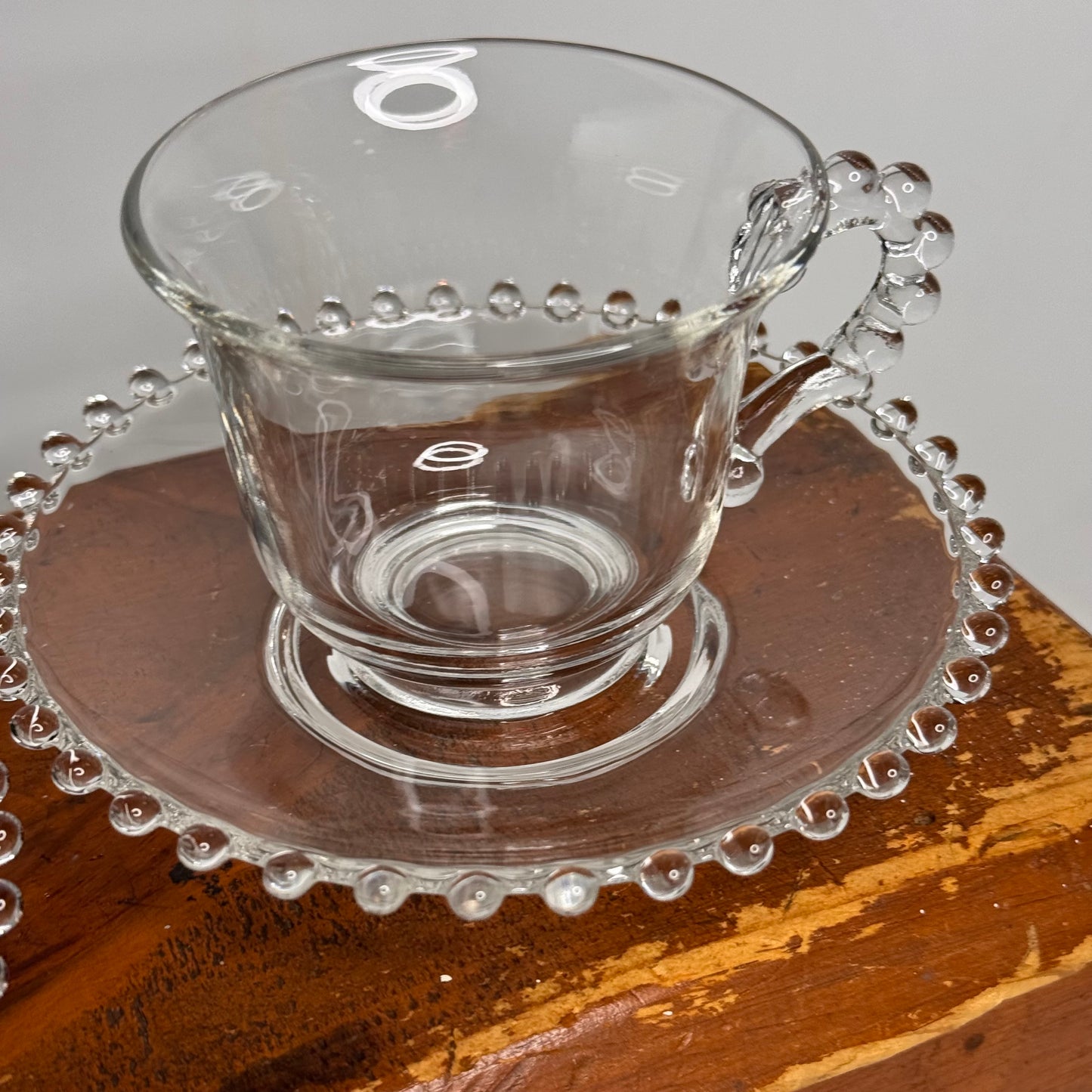 Eight Imperial Glass Candlewick Cups and Saucers