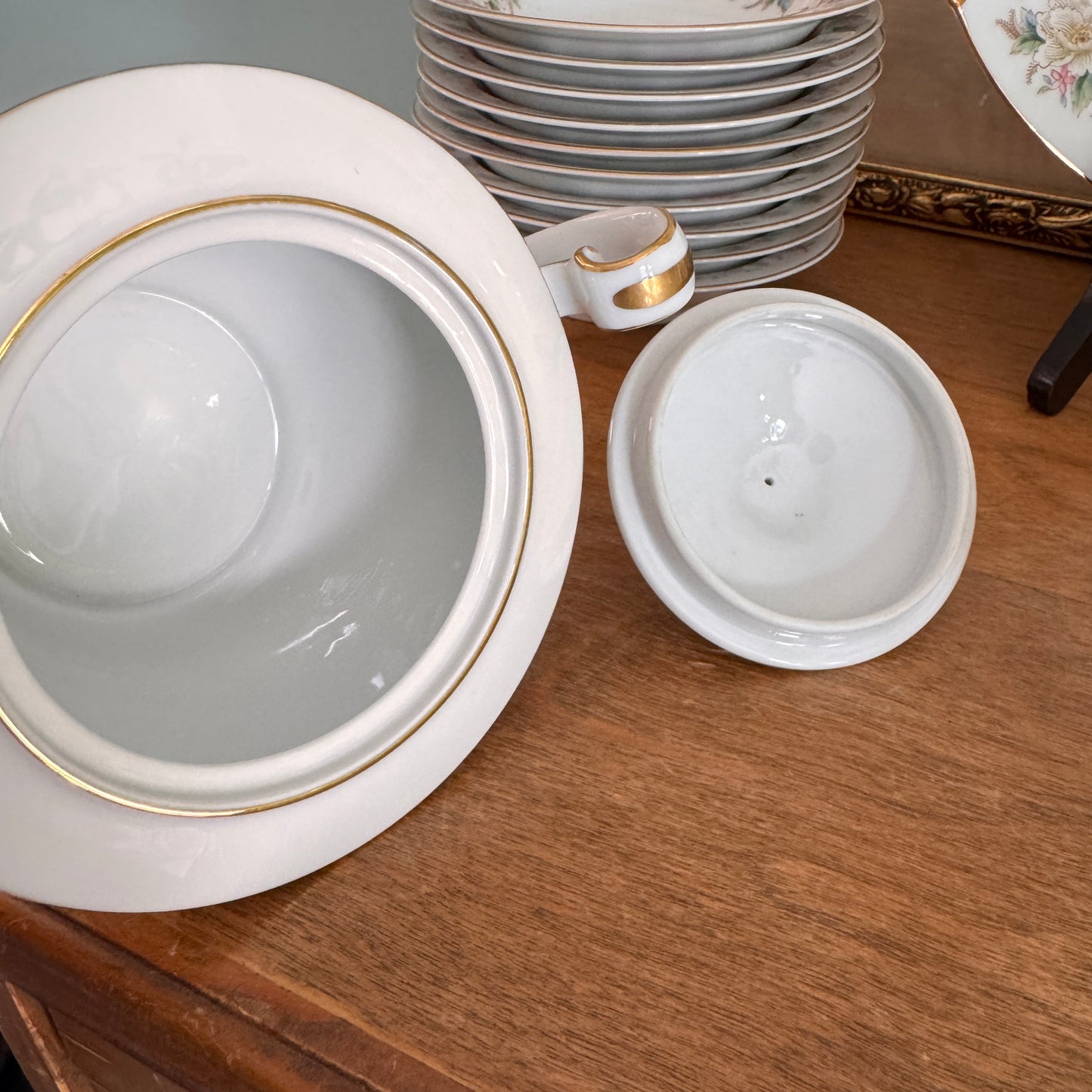 Noritake Nippon Toki Kaisha Floral Japanese Pedestal Sugar Bowl & Creamer 10 Fruit Bowls