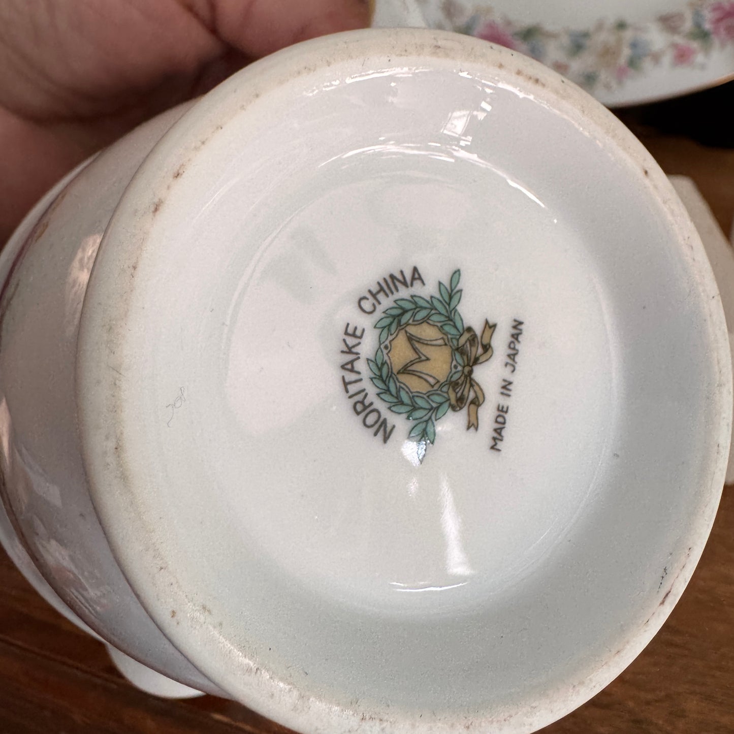Noritake Nippon Toki Kaisha Floral Japanese Pedestal Sugar Bowl & Creamer 10 Fruit Bowls