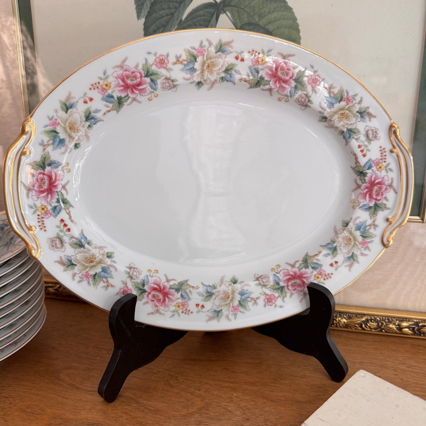 Noritake Nippon Toki Kaisha Floral Japanese Pedestal Sugar Bowl & Creamer 10 Fruit Bowls